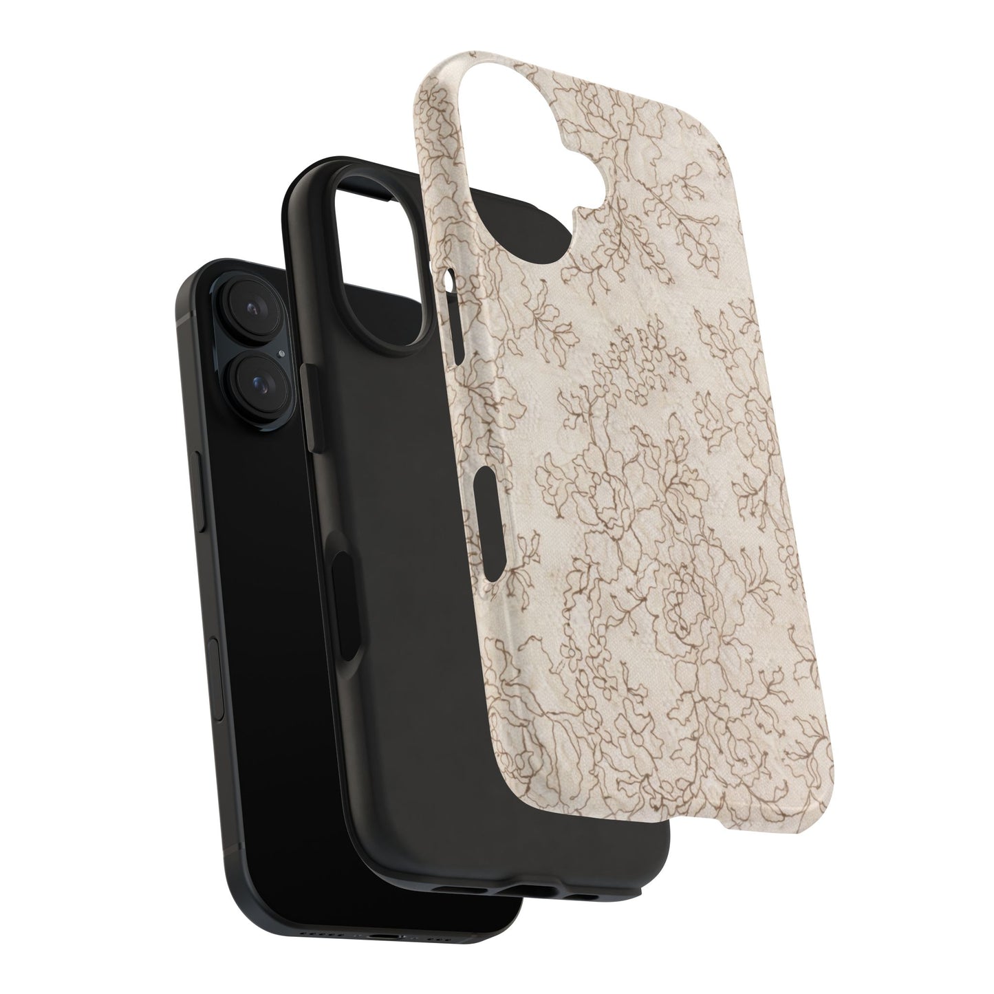 Vintage Beige Lace - Protective Phone Case