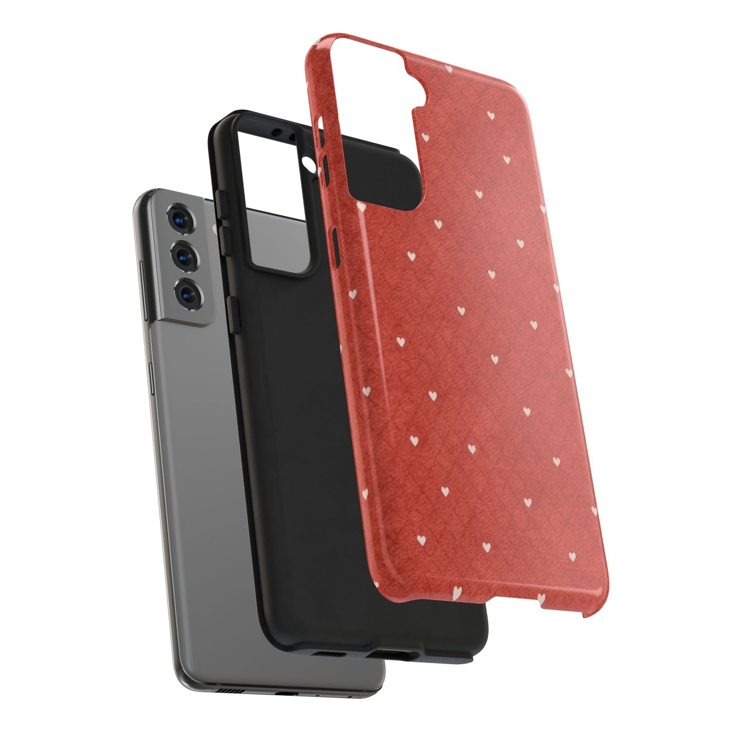 Red Quilted Hearts - Protective Phone Case