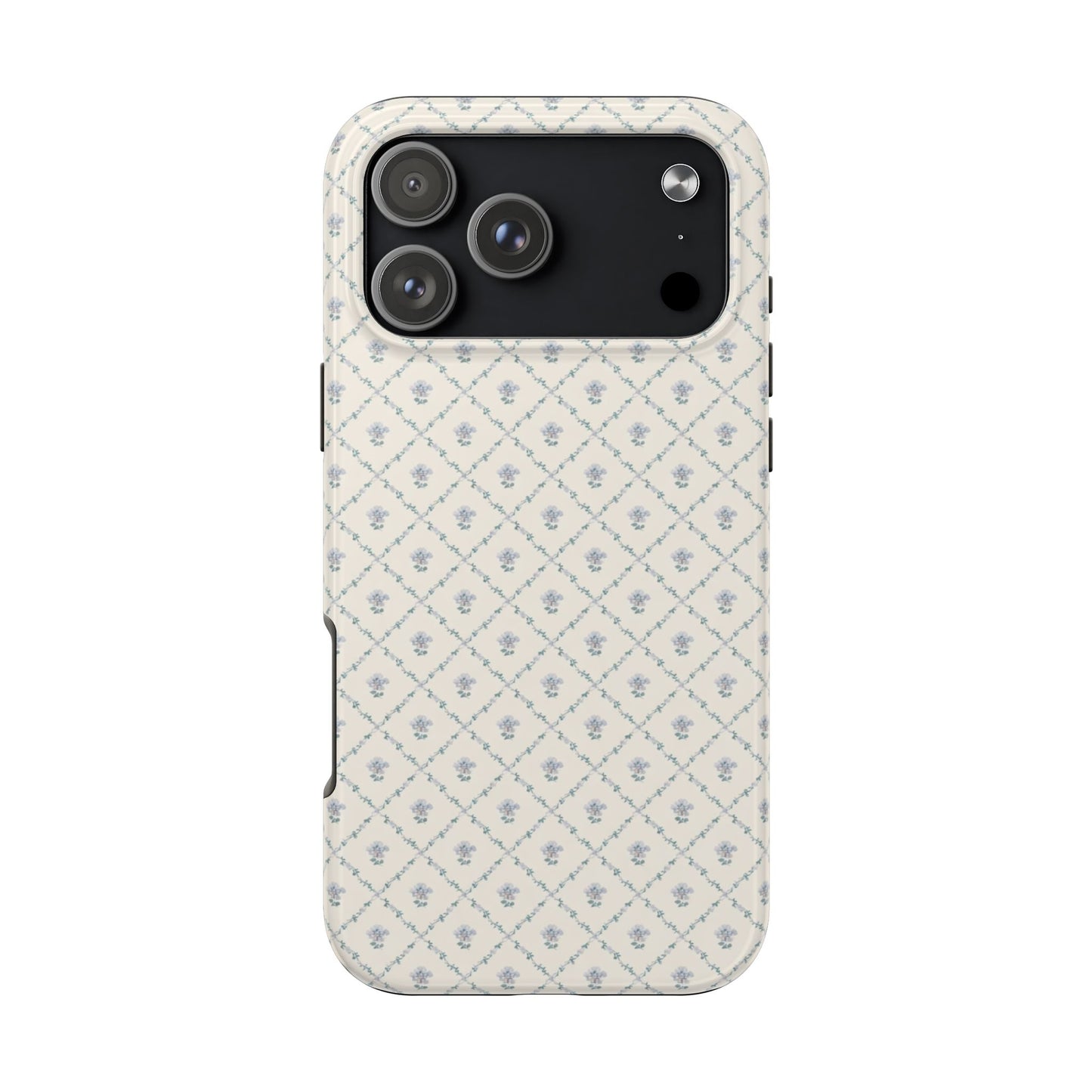 Vintage Blue Floral Wallpaper - Protective Phone Case