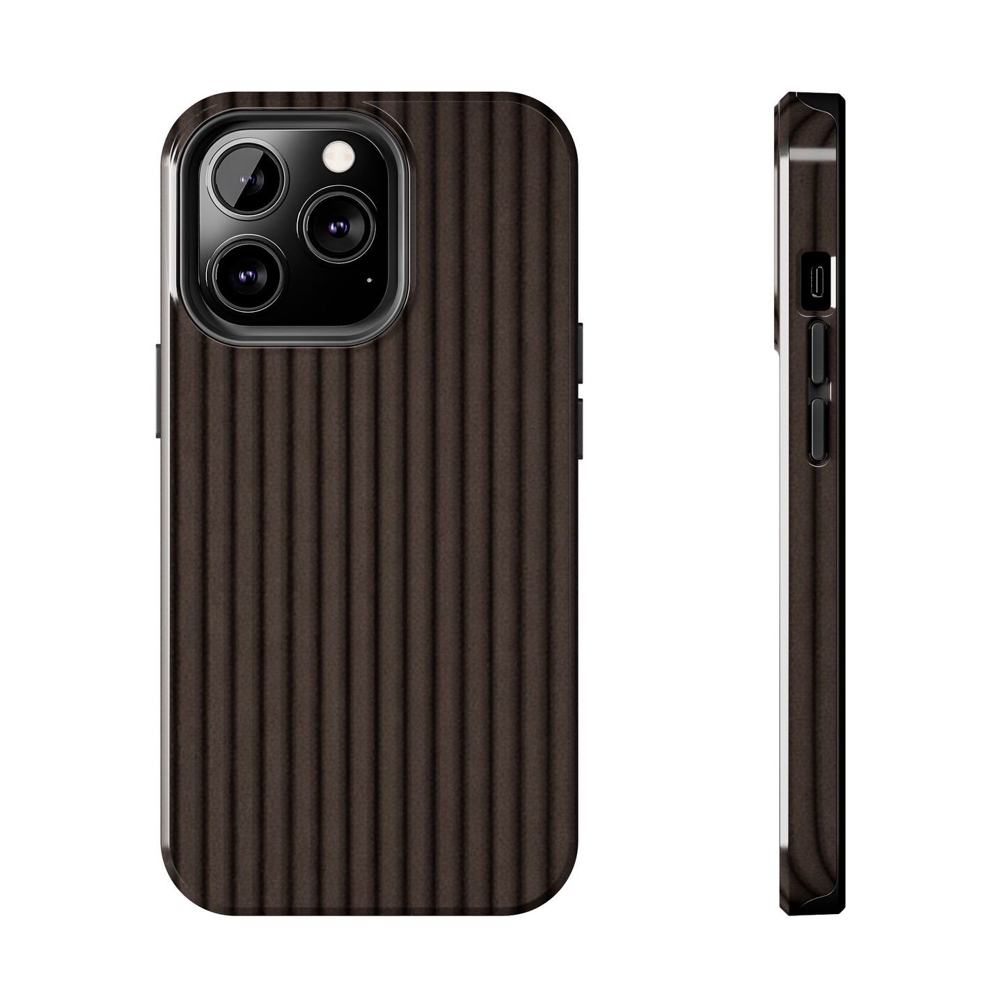 Ribbed Dark Brown Tough Phone Case – Slim Protective Mobile Cover