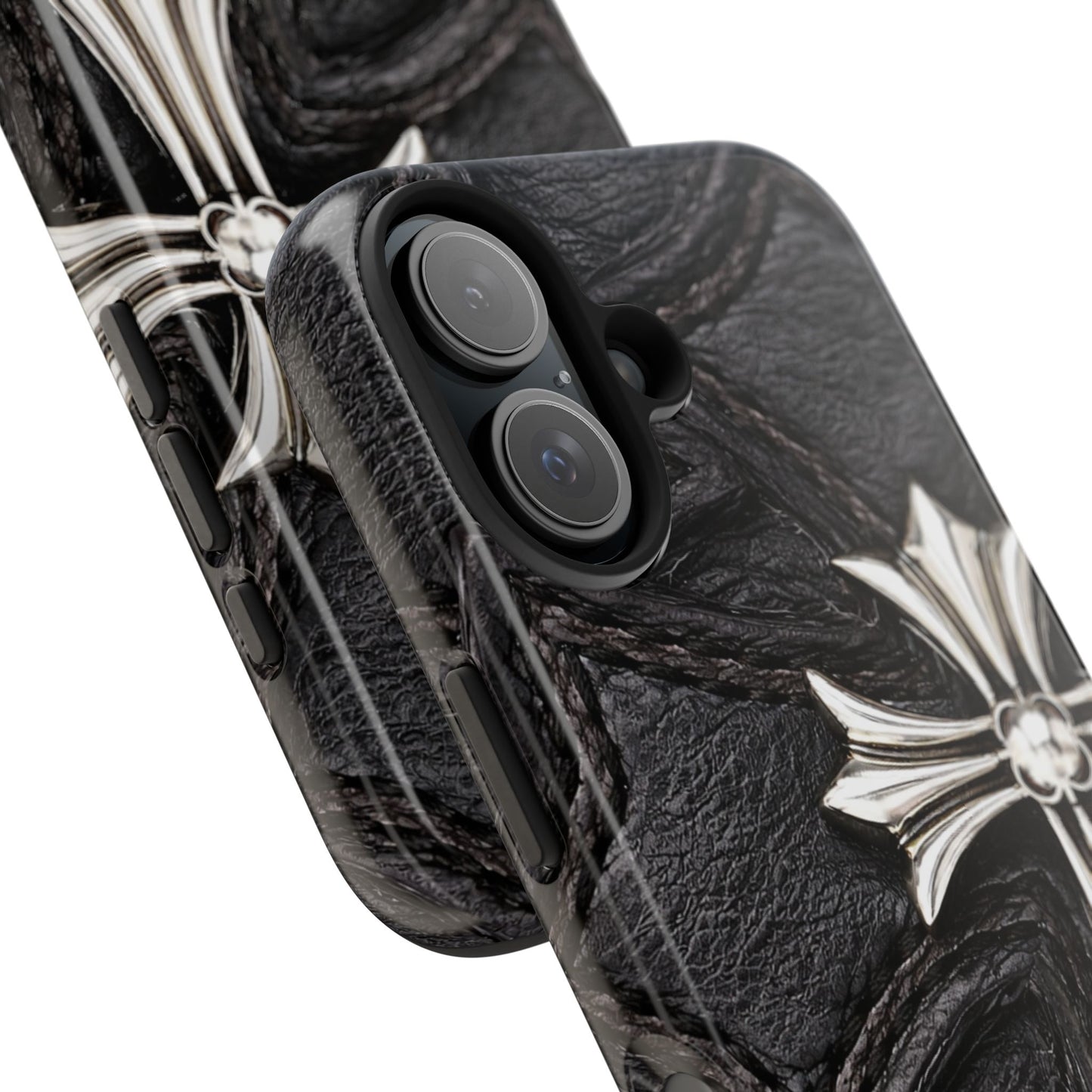 Black Leather Cross - Protective Phone Case