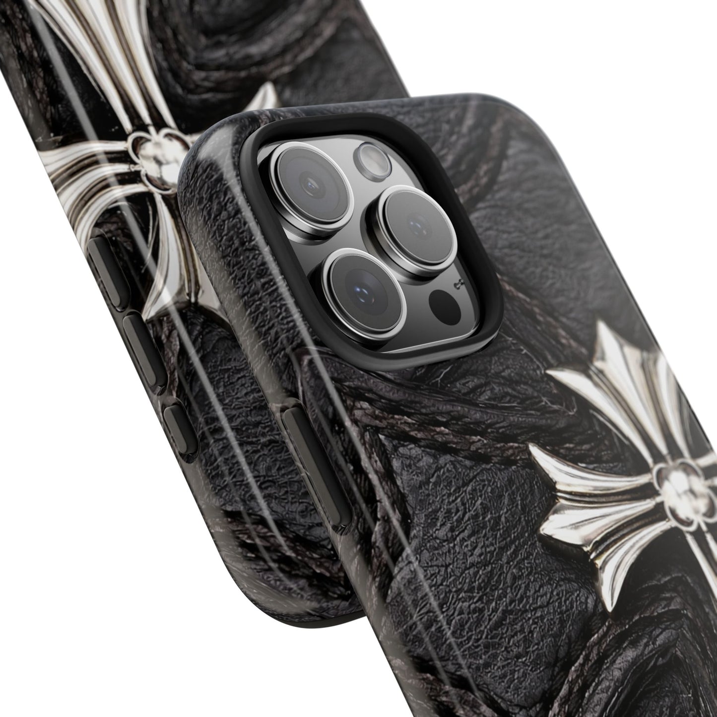 Black Leather Cross - Protective Phone Case