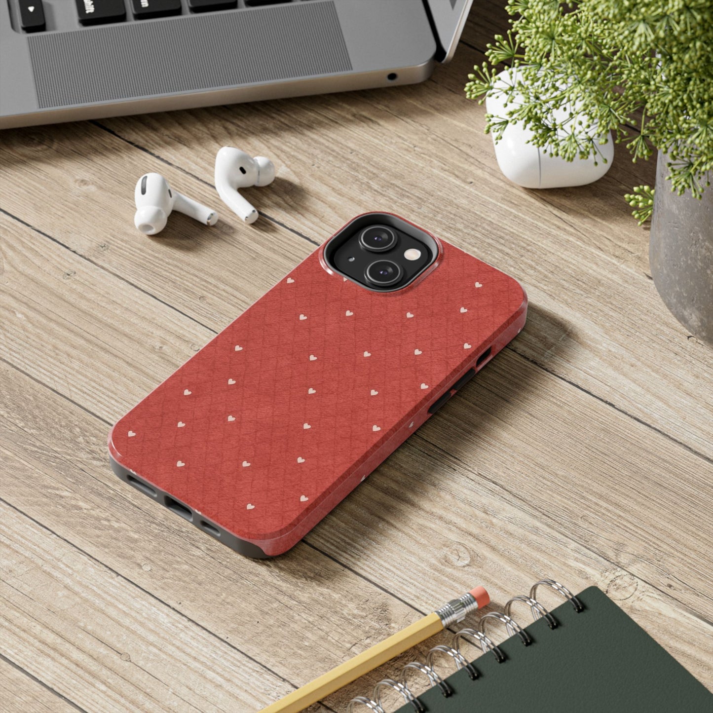 Red Quilted Hearts - Protective Phone Case