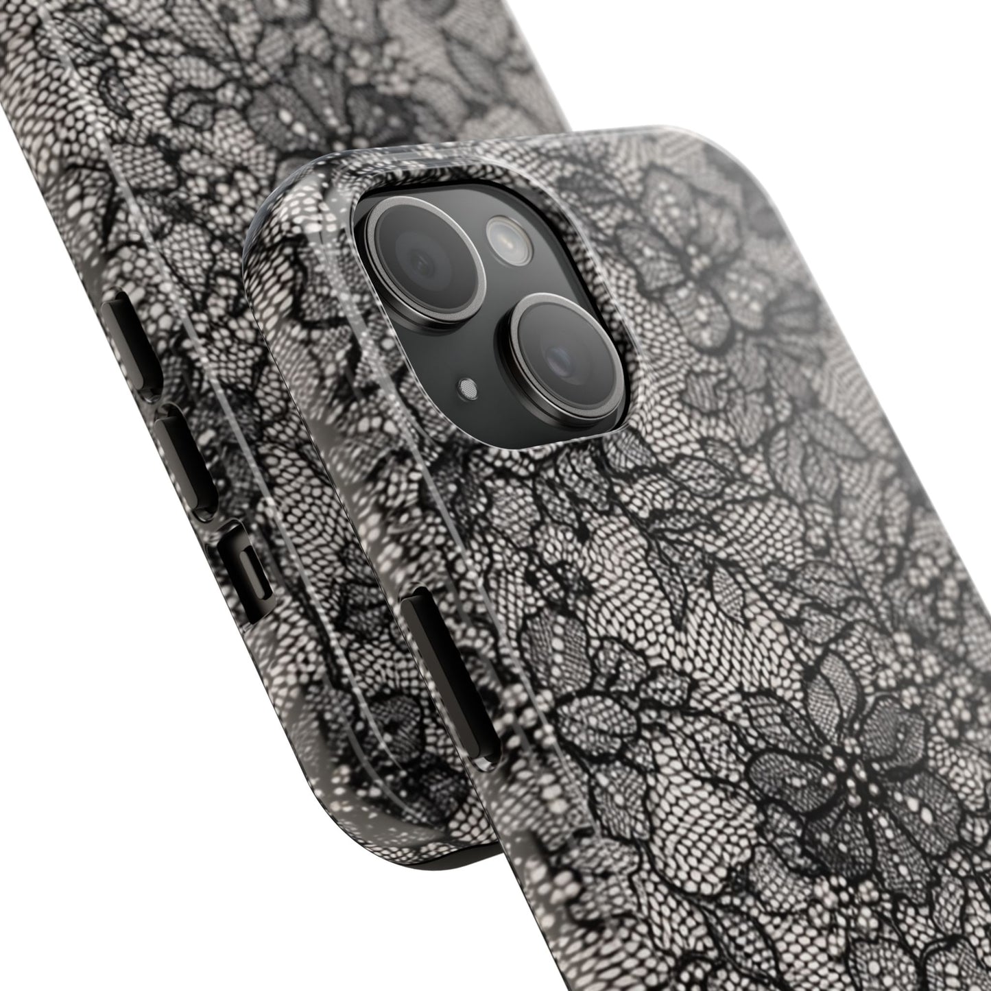 Black Floral Lace - Protective Phone Case