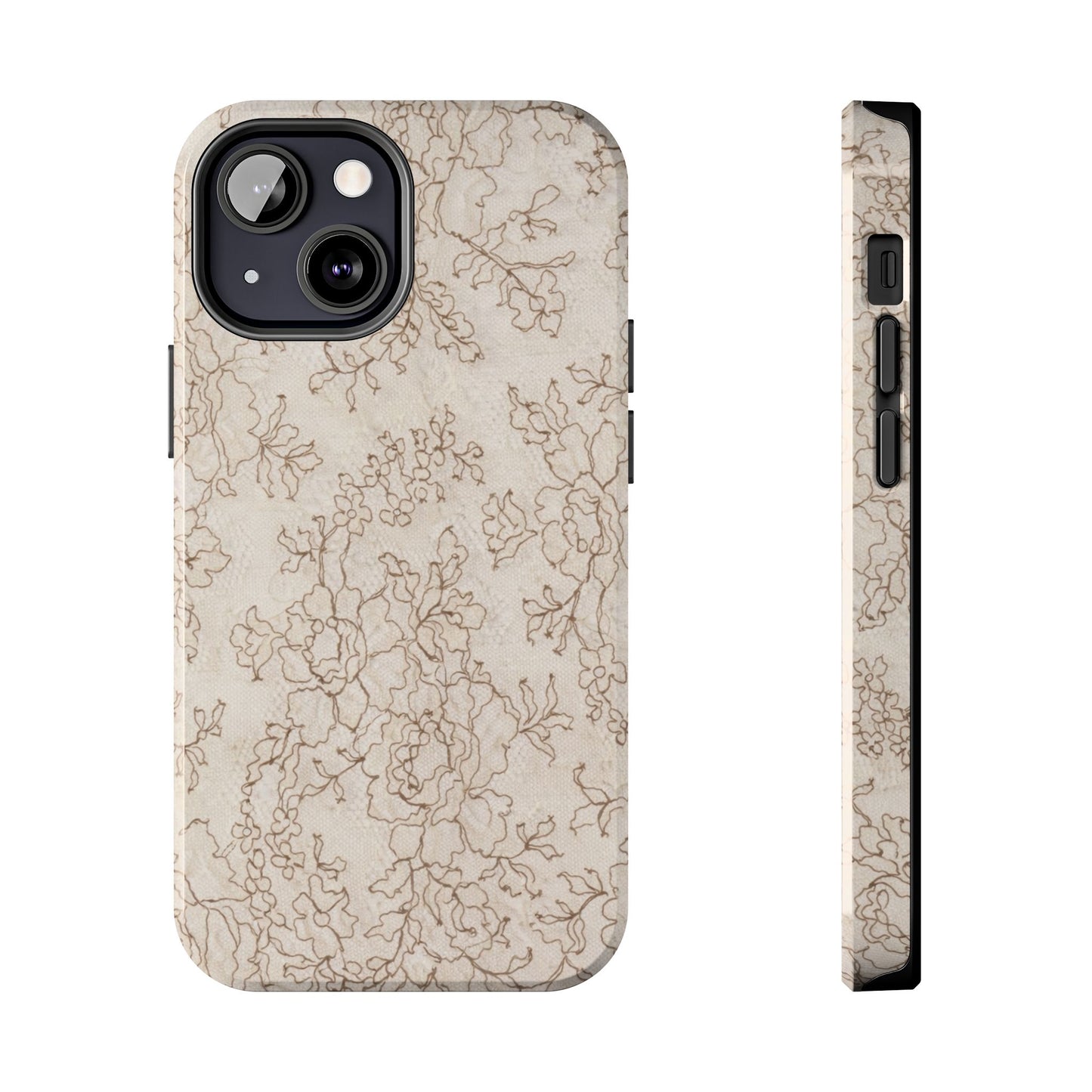 Vintage Beige Lace - Protective Phone Case