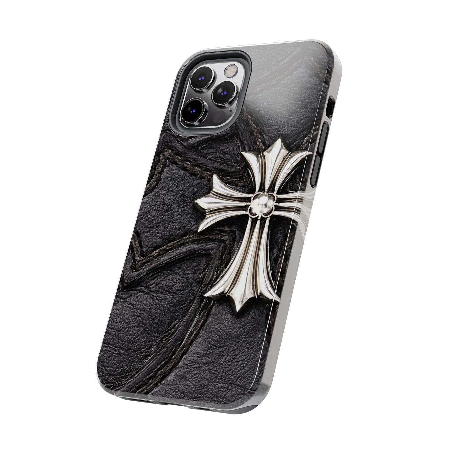 Black Leather Cross - Protective Phone Case
