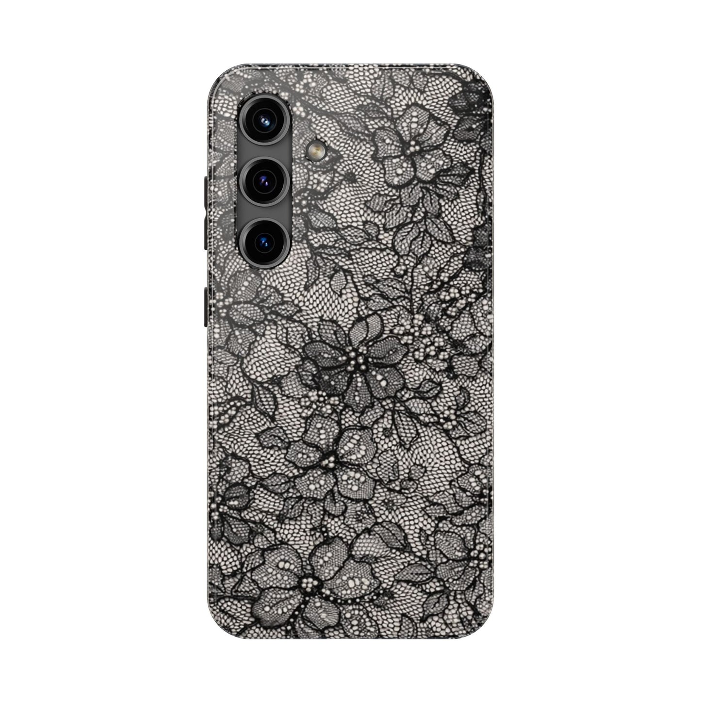 Black Floral Lace - Protective Phone Case