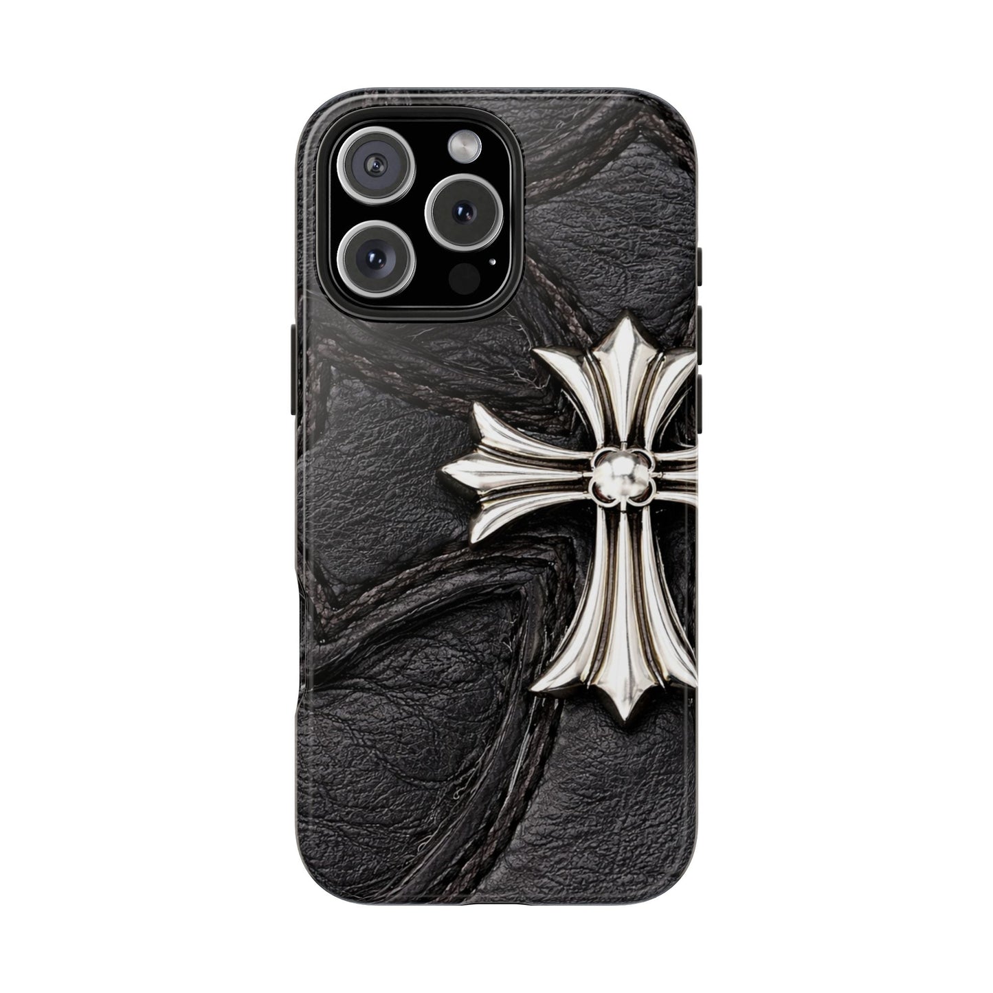 Black Leather Cross - Protective Phone Case