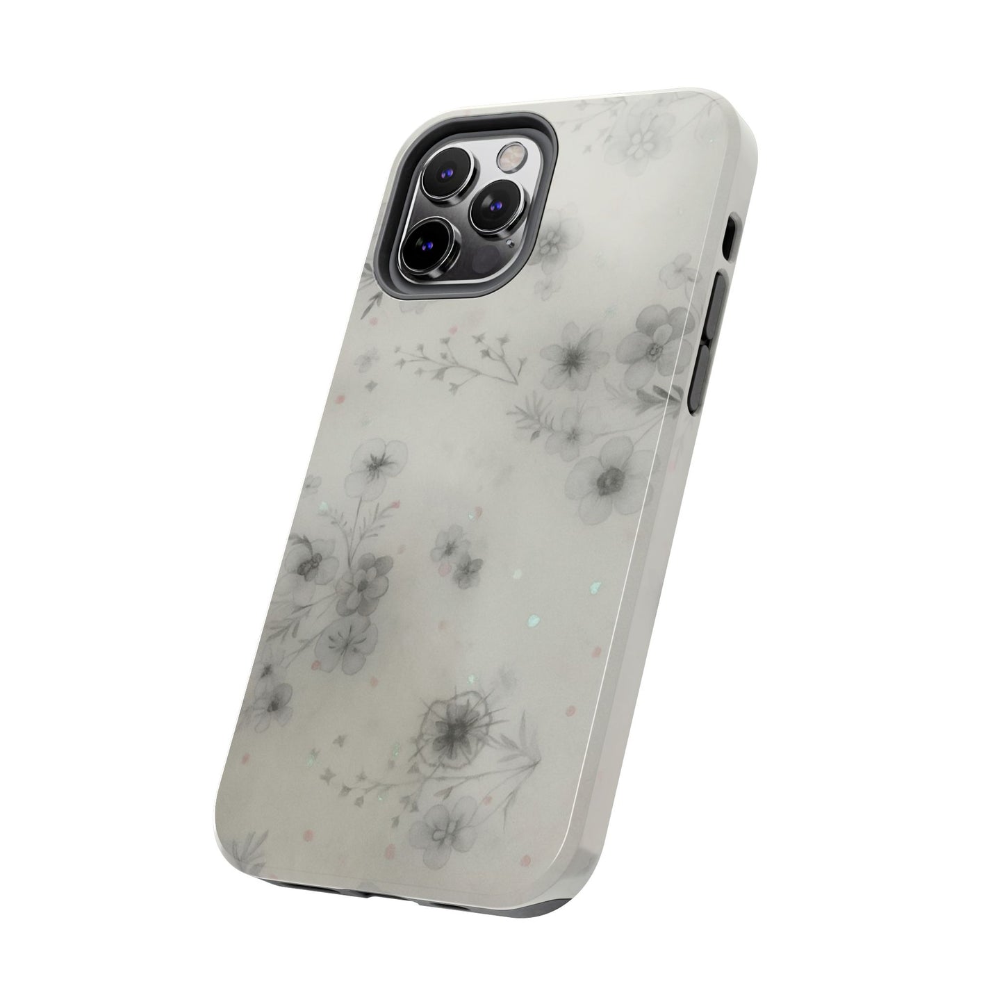 Misty Gray Floral - Protective Phone Case