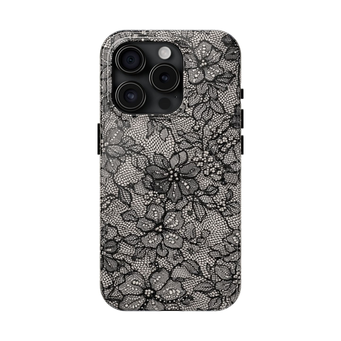 Black Floral Lace - Protective Phone Case