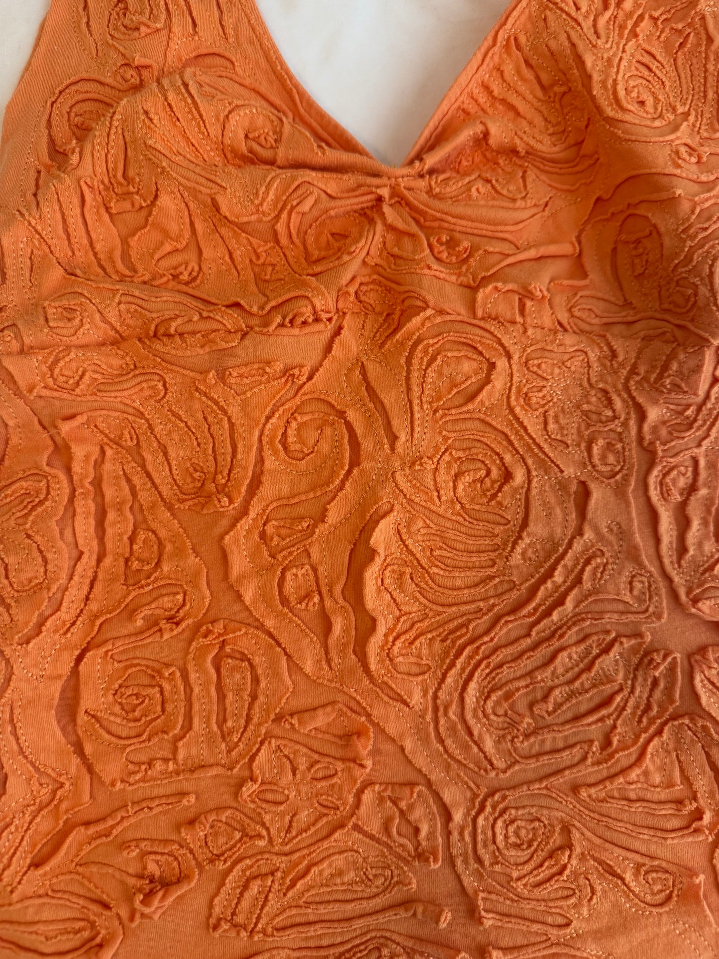 Orange Floral Embroidered Top