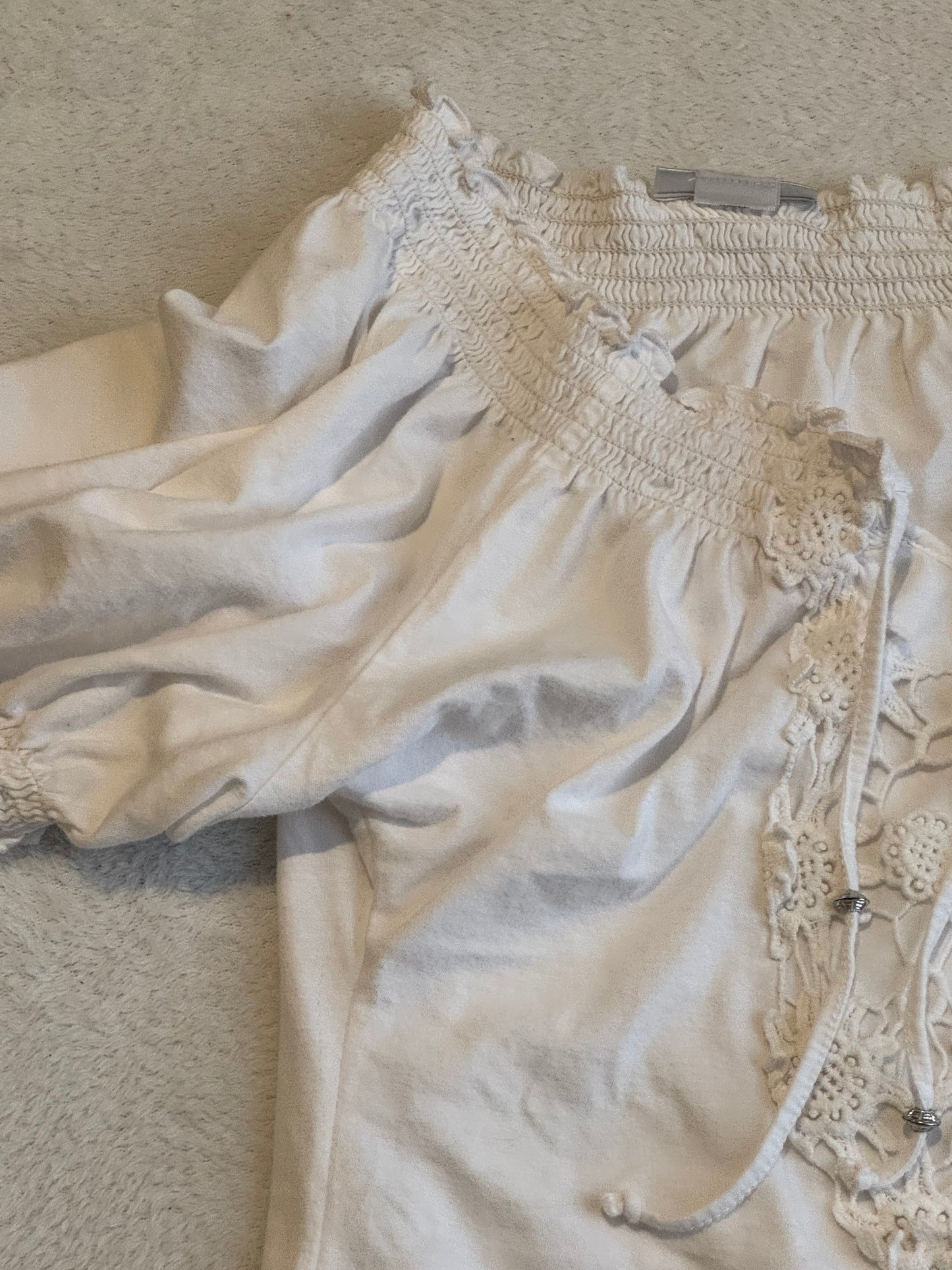 White Blouse with Floral Embroidery