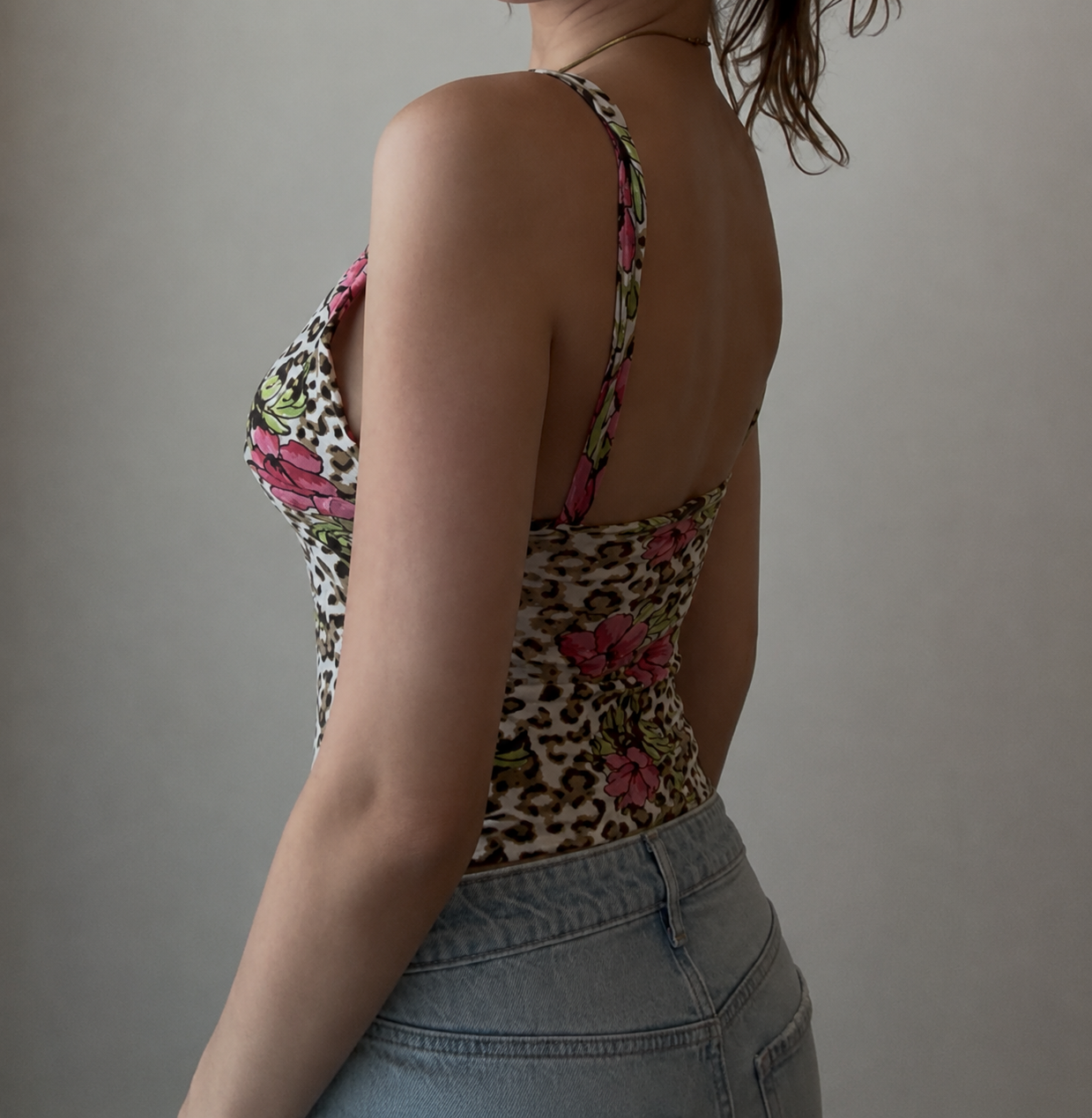Hibiscus and Animal Print Cami