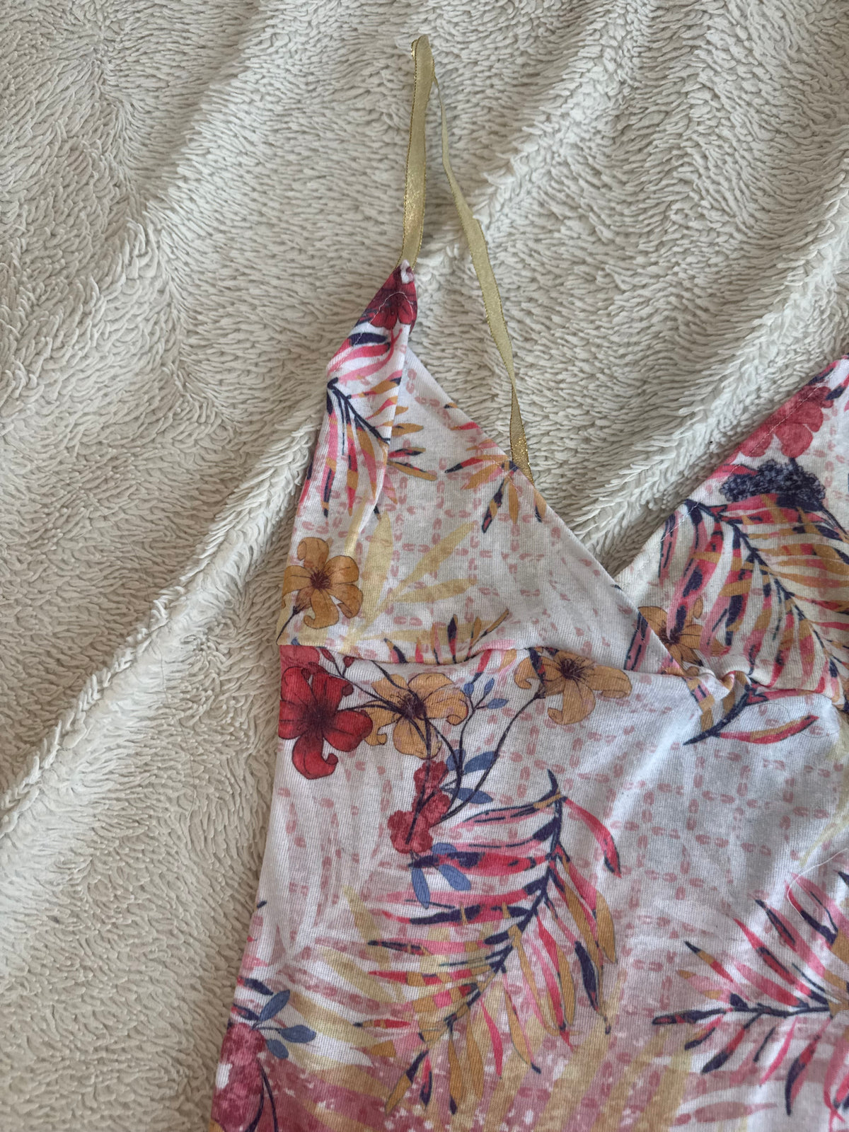 Multicolor Top with Gold Ribbon Straps