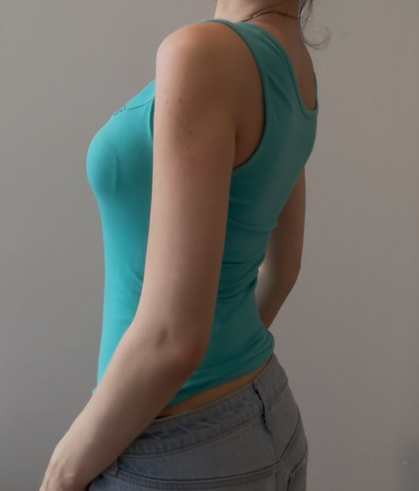 Teal Fitted Top with Ruffles