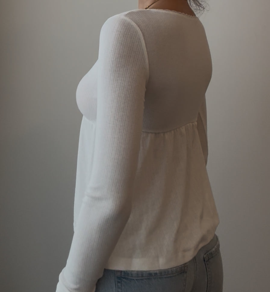 White Long Sleeve Top with Lace