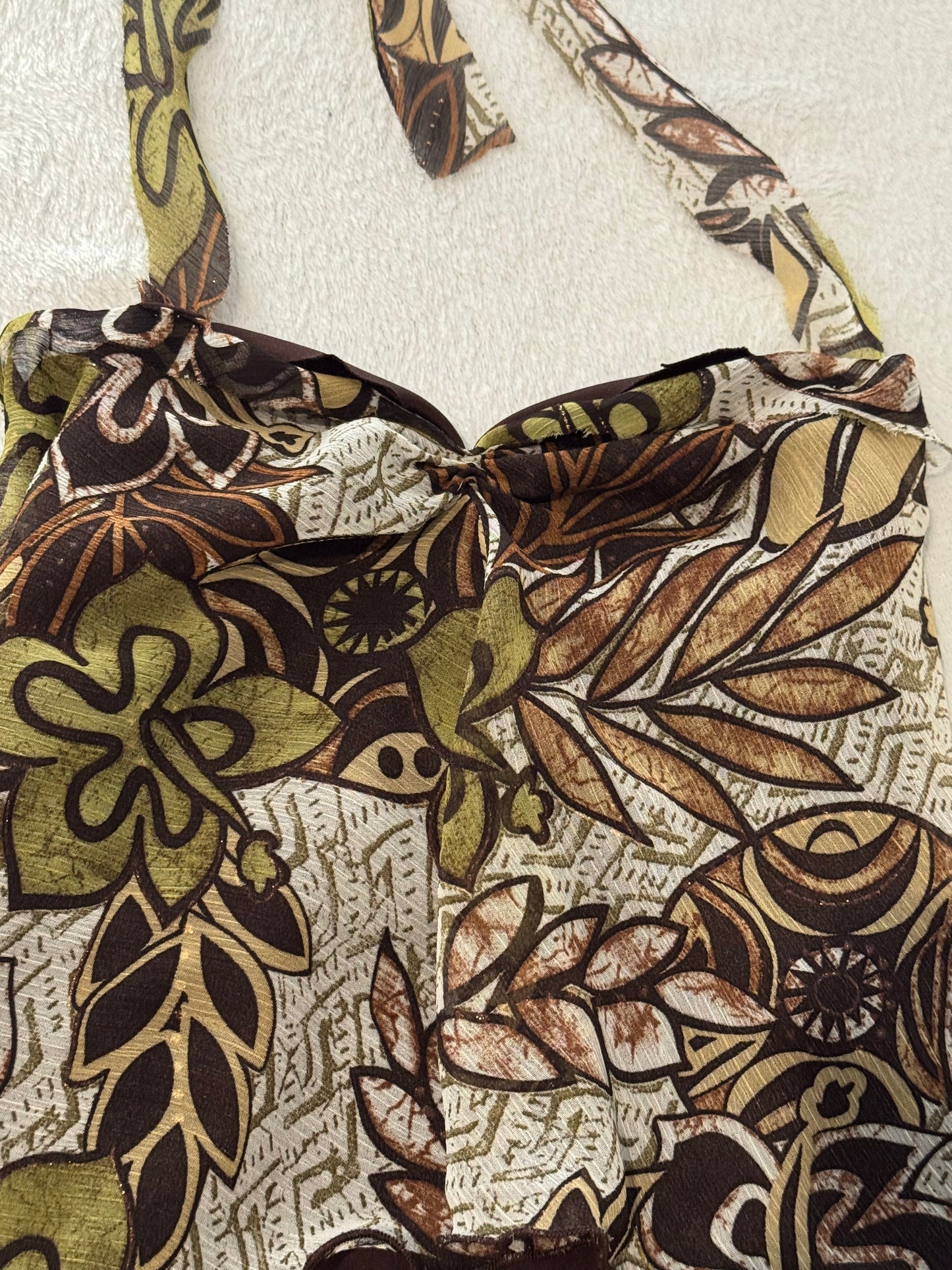 Brown Halter Top with Y2K Design