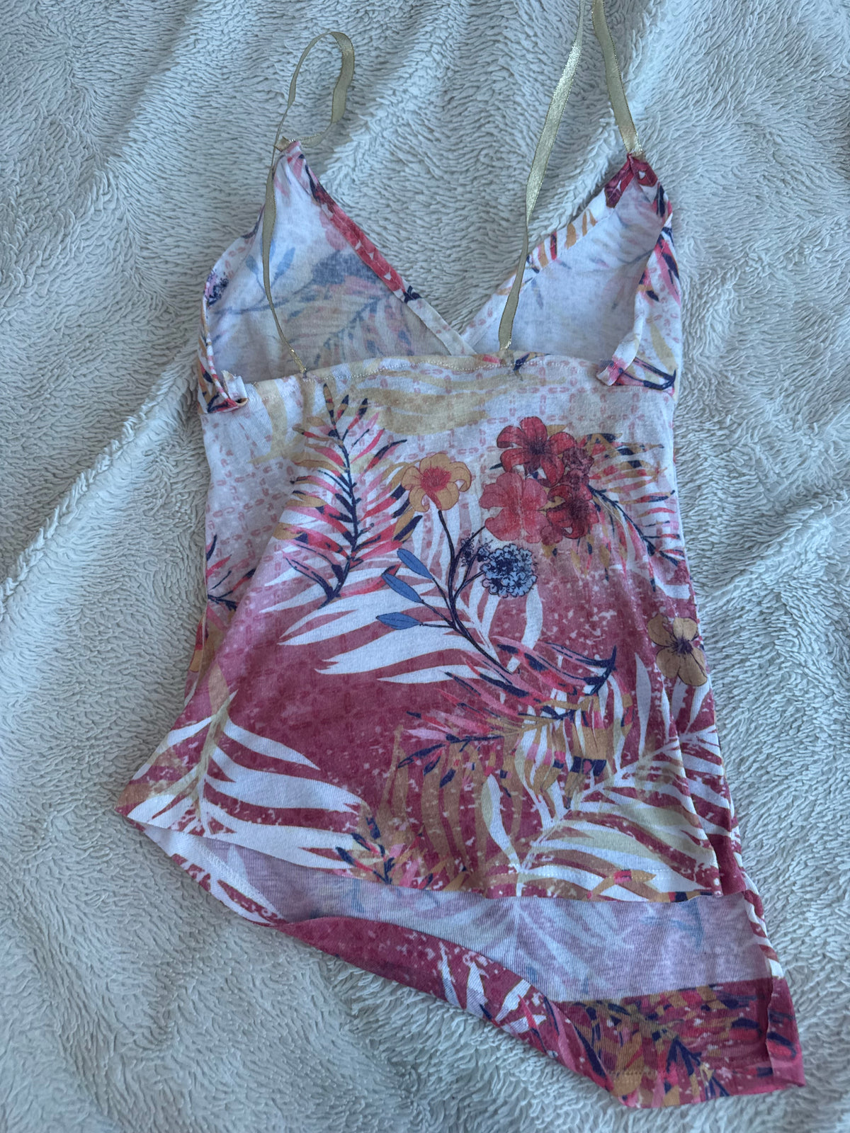 Multicolor Top with Gold Ribbon Straps