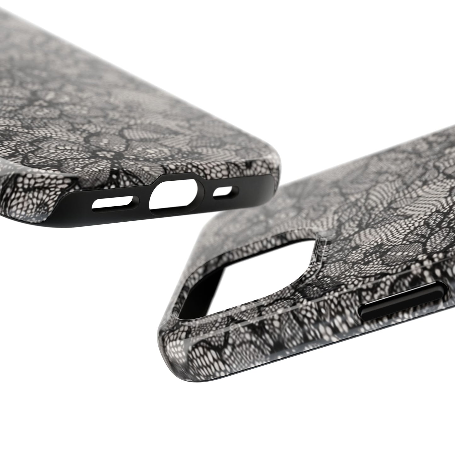 Black Floral Lace - Protective Phone Case