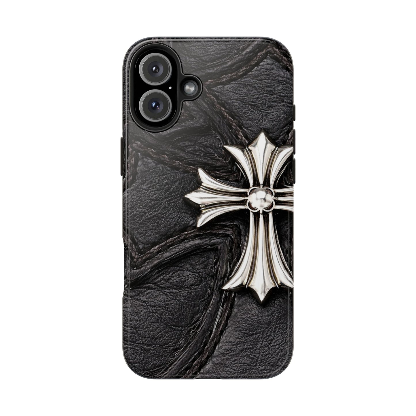 Black Leather Cross - Protective Phone Case