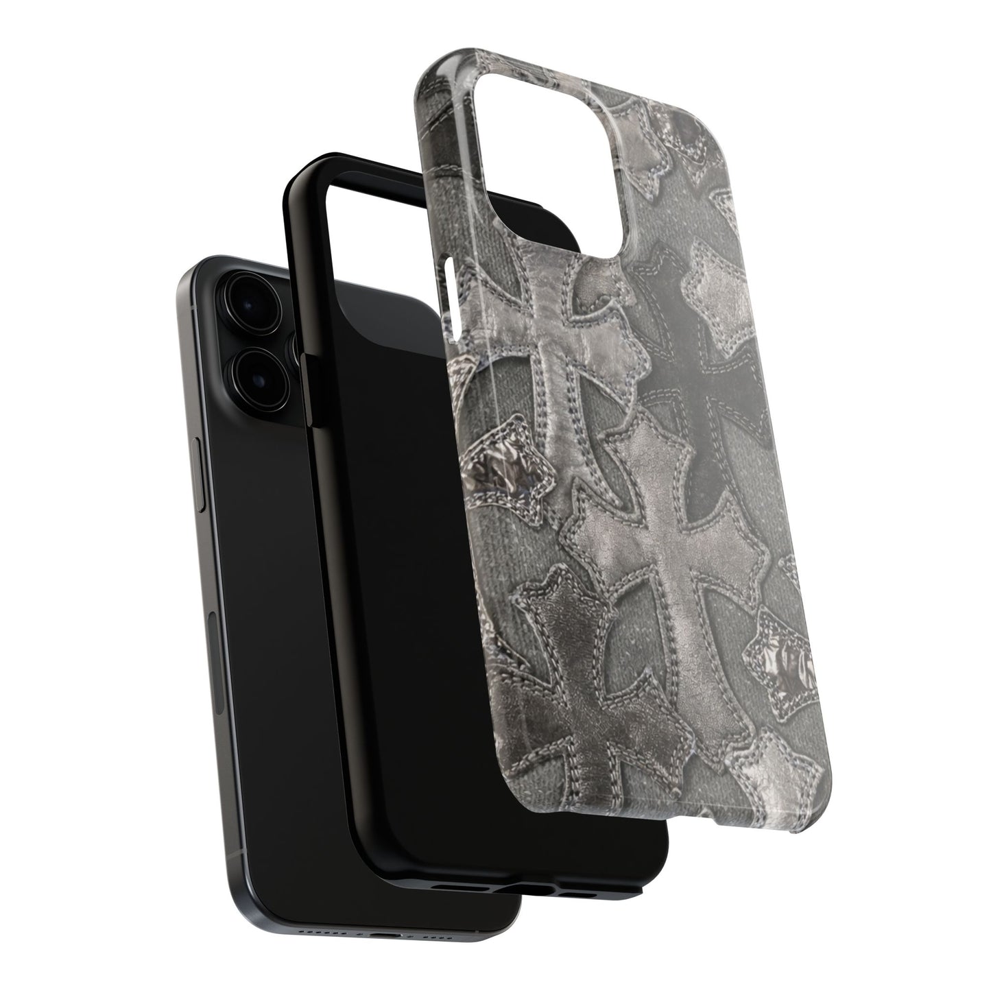 Grey Patchwork Crosses - Protective Phone Case