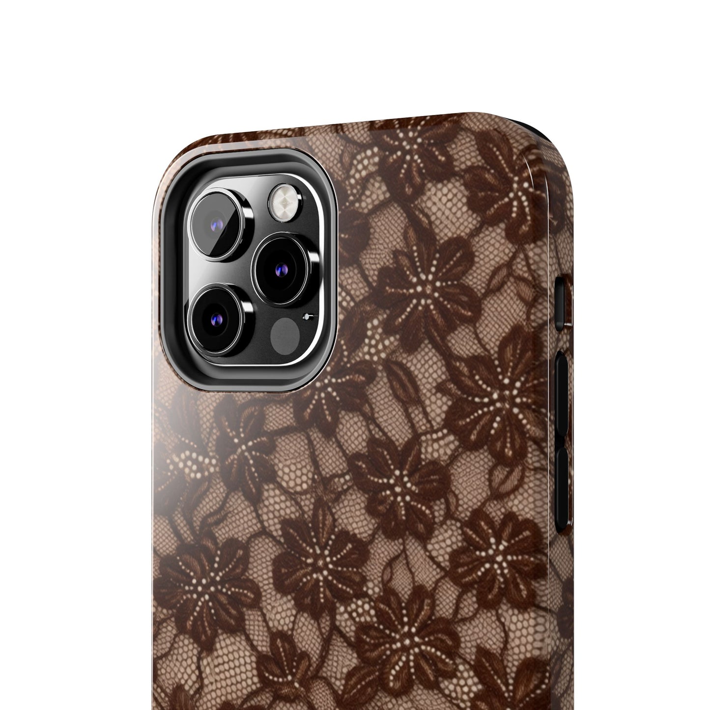 Brown Floral Lace - Protective Phone Case