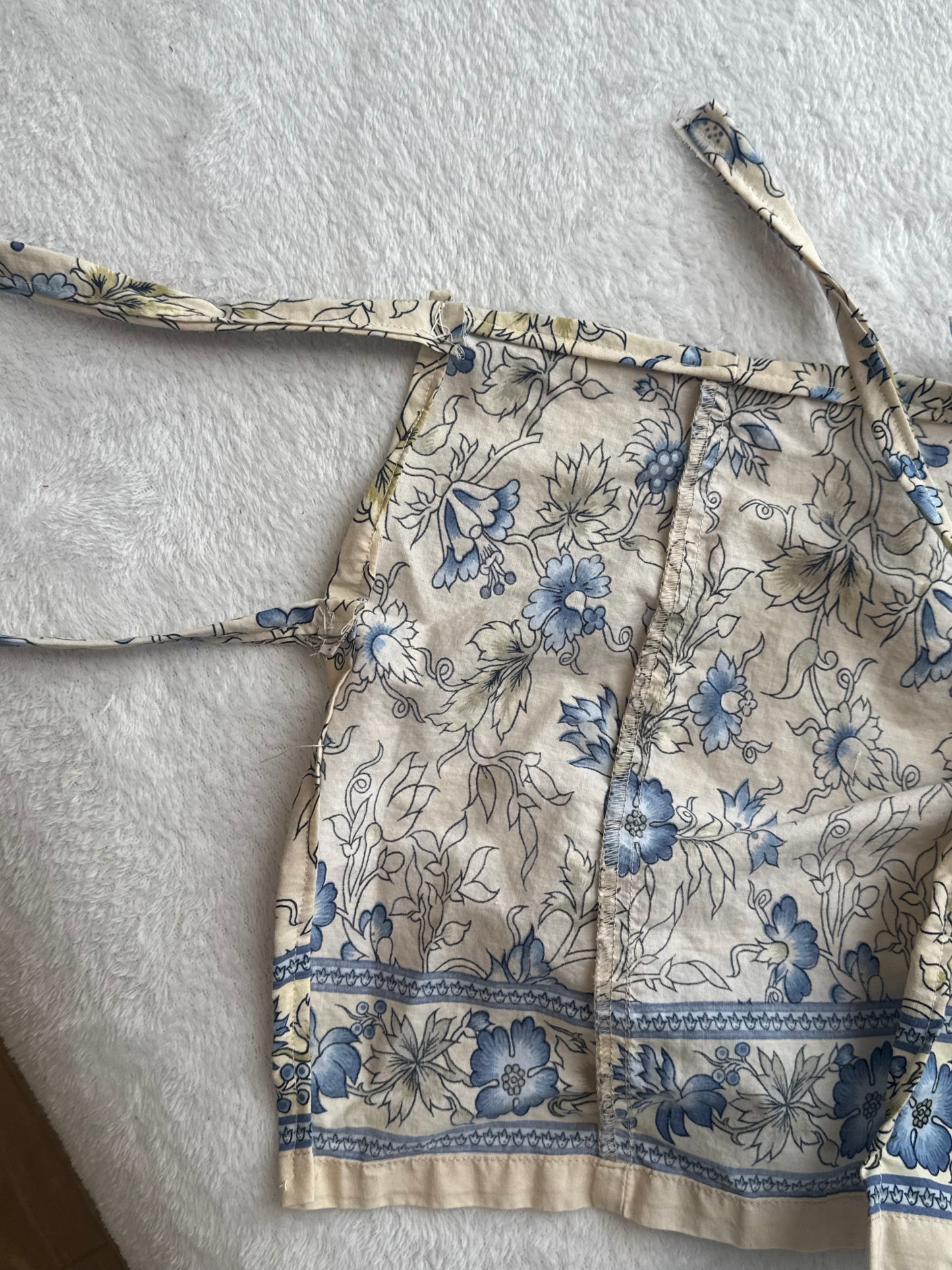 Beige Halter Top with Blue Floral Design