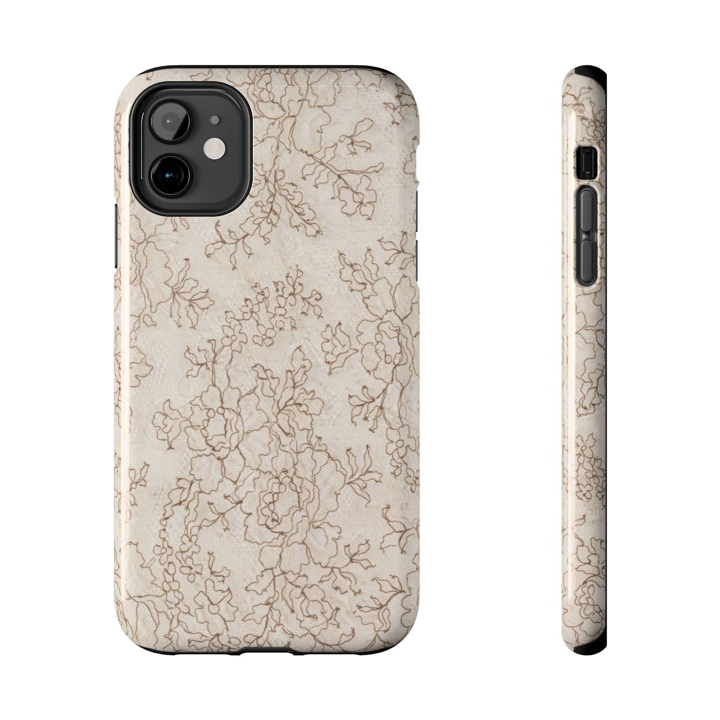 Vintage Beige Lace - Protective Phone Case