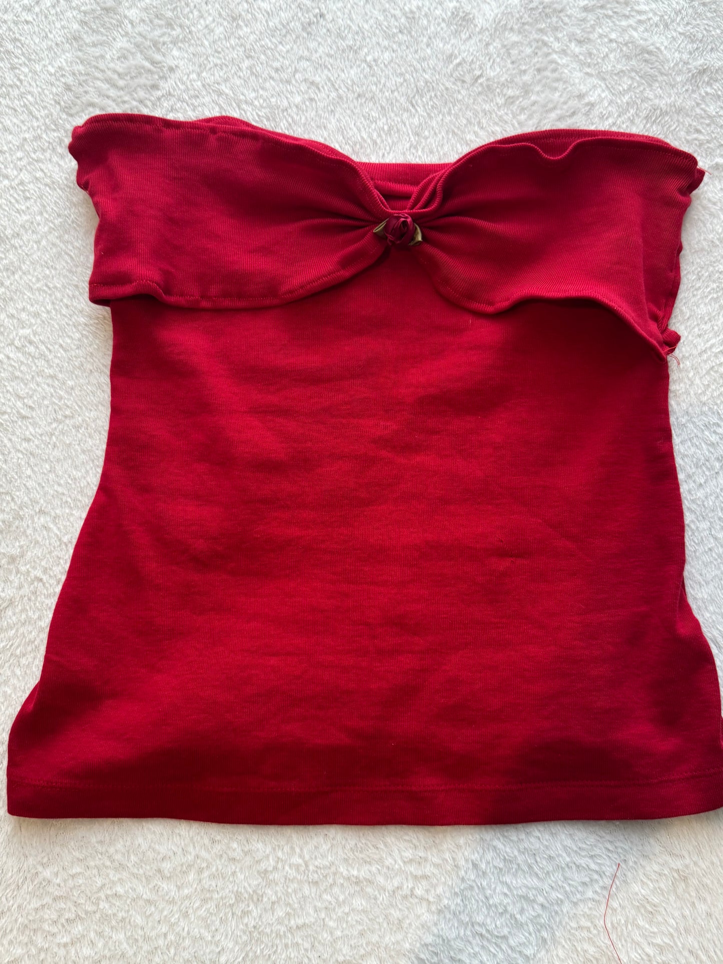 Red Tube Top with Red Flower