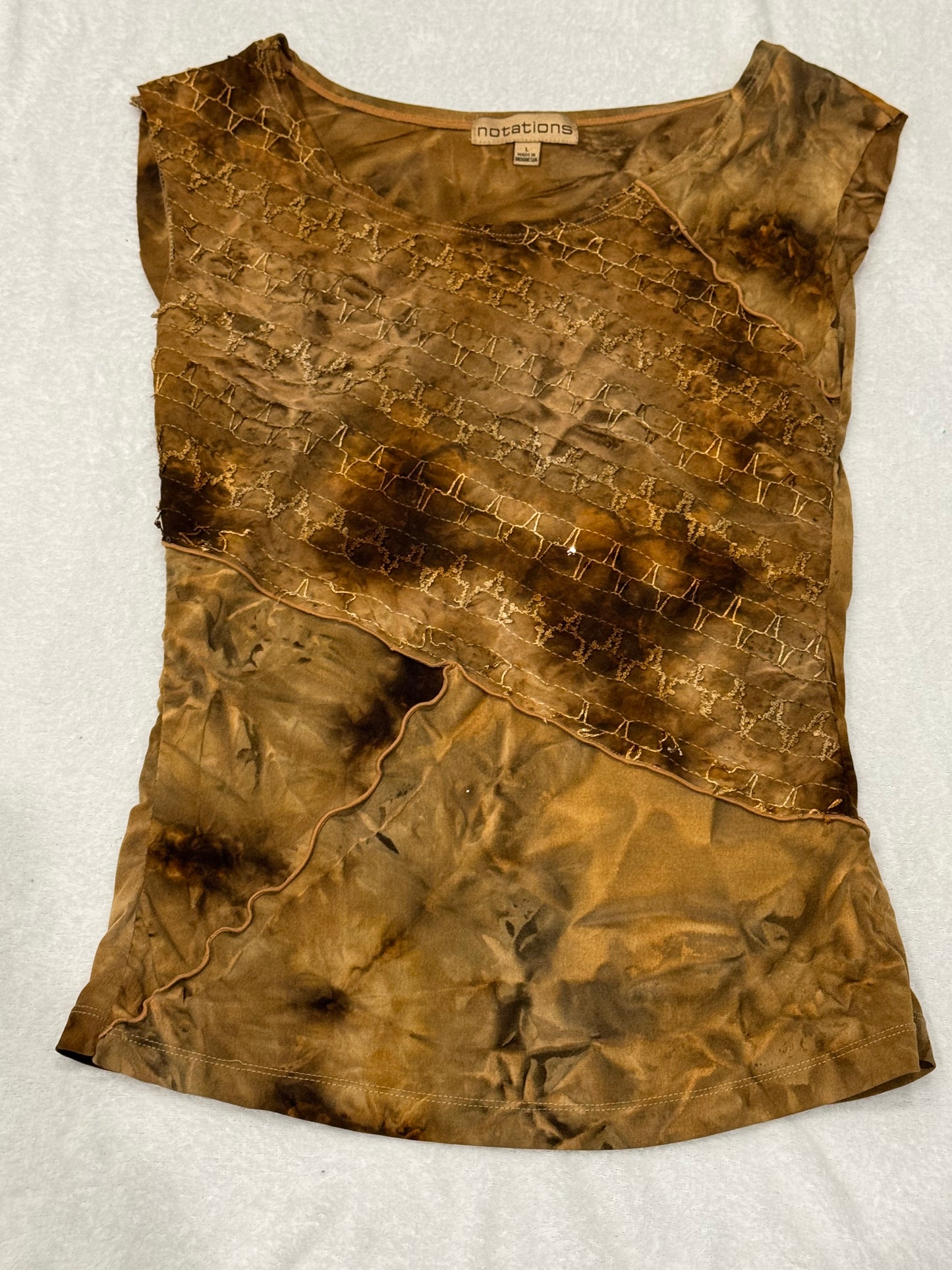 Brown Multi-Pattern Top with Sequins