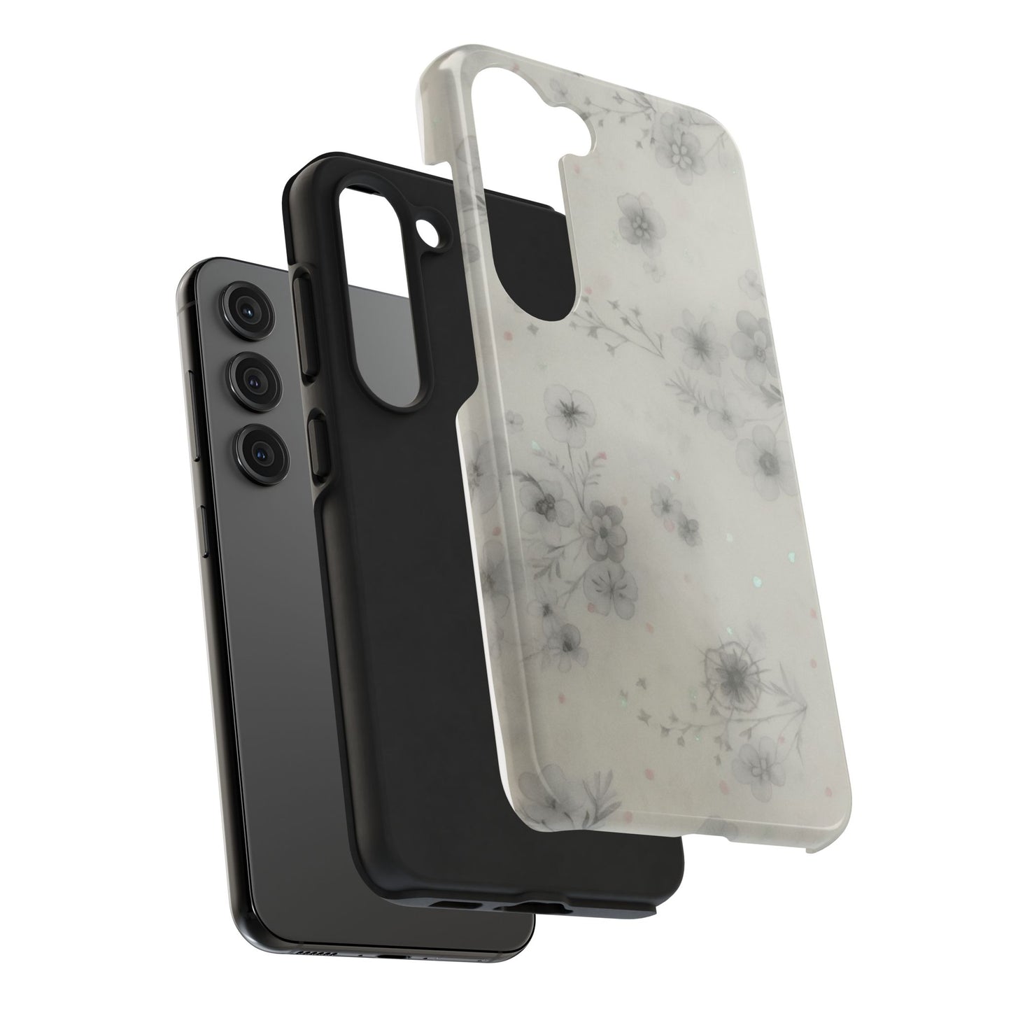 Misty Gray Floral - Protective Phone Case