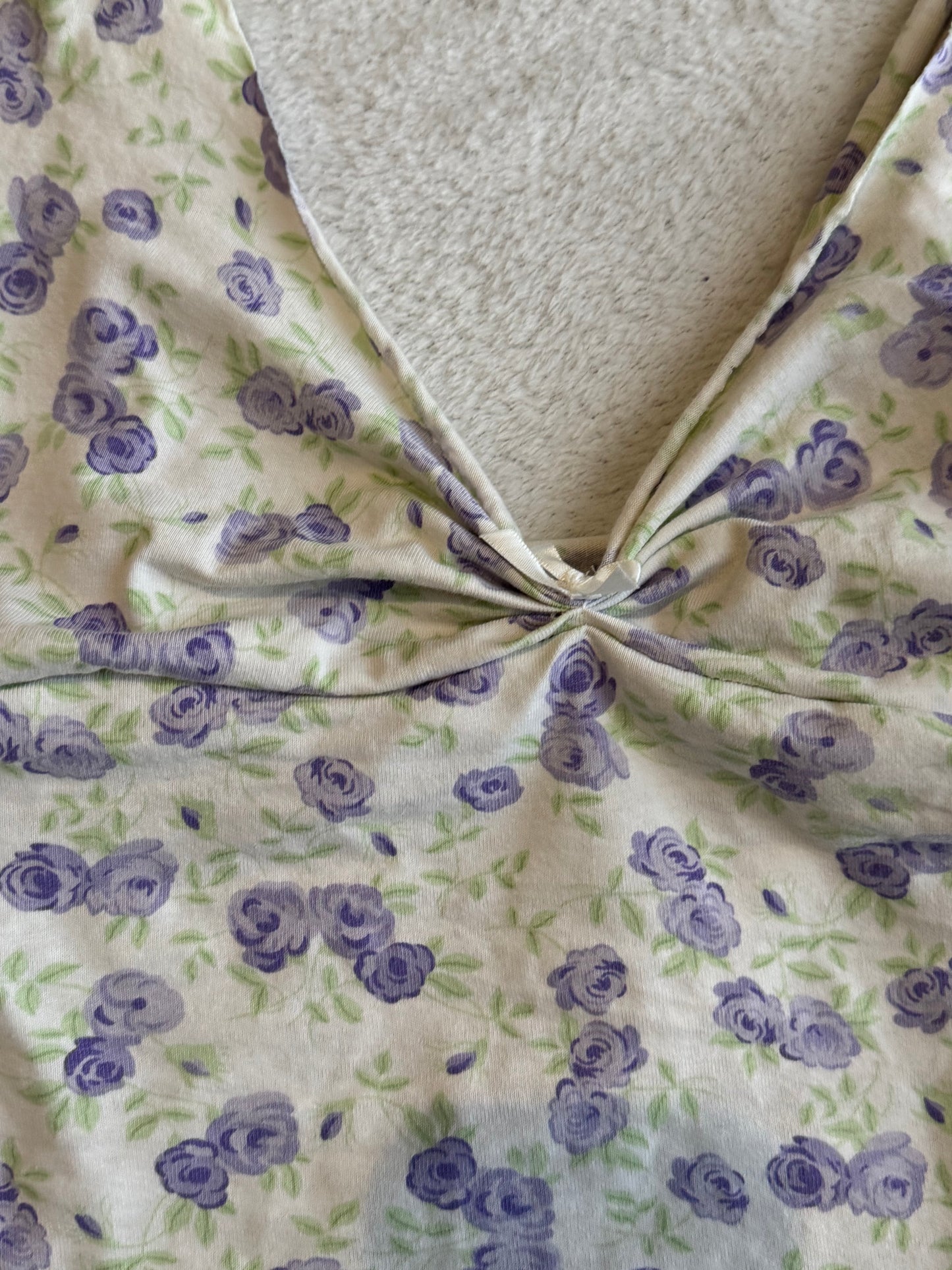 White Floral V-Neck Cami with White Bow