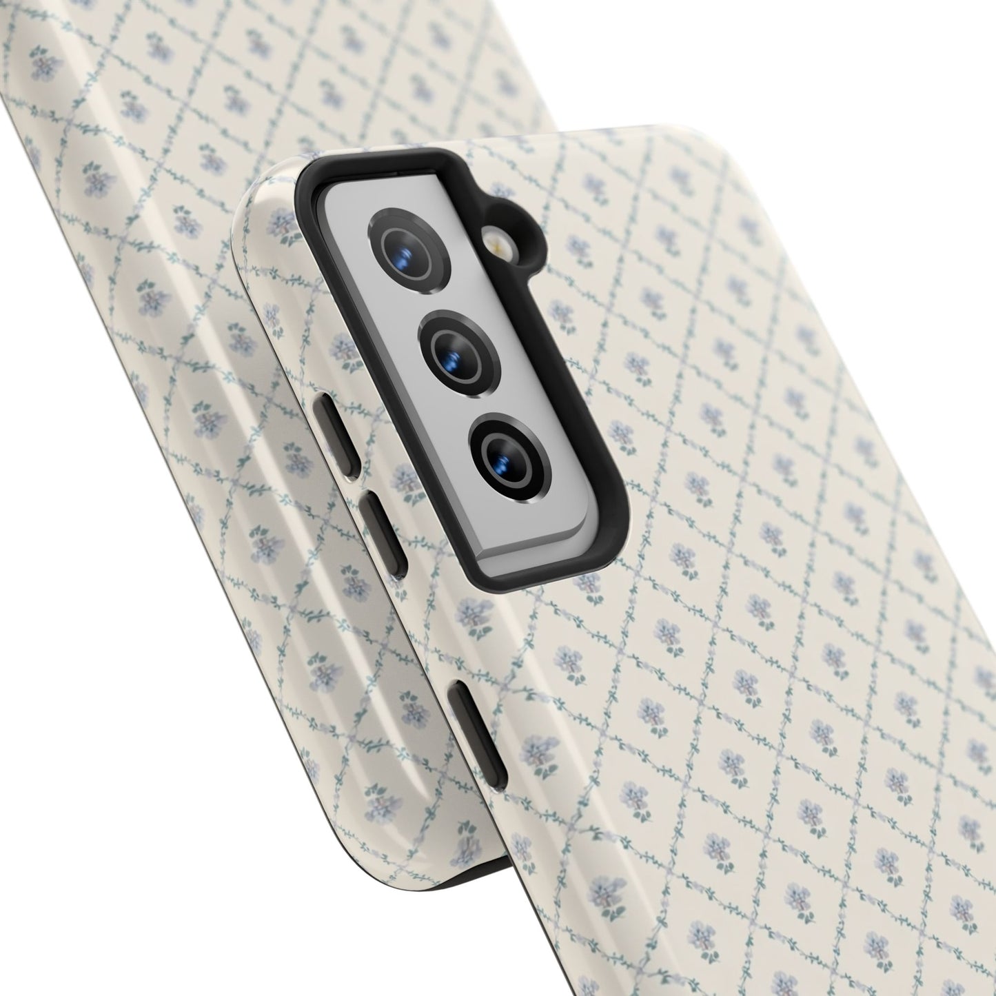 Vintage Blue Floral Wallpaper - Protective Phone Case