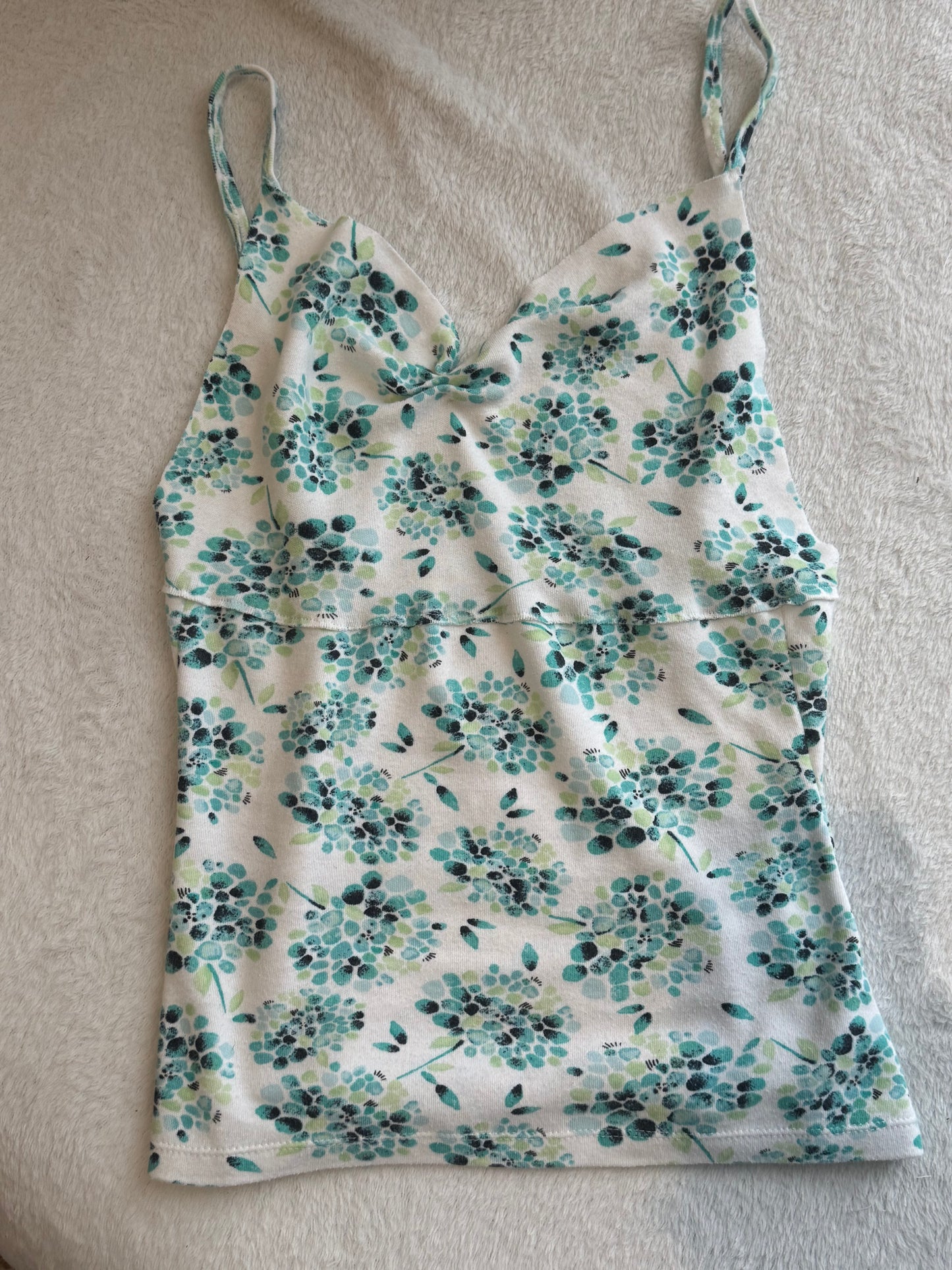 White and Blue Floral Halter and Cami Top