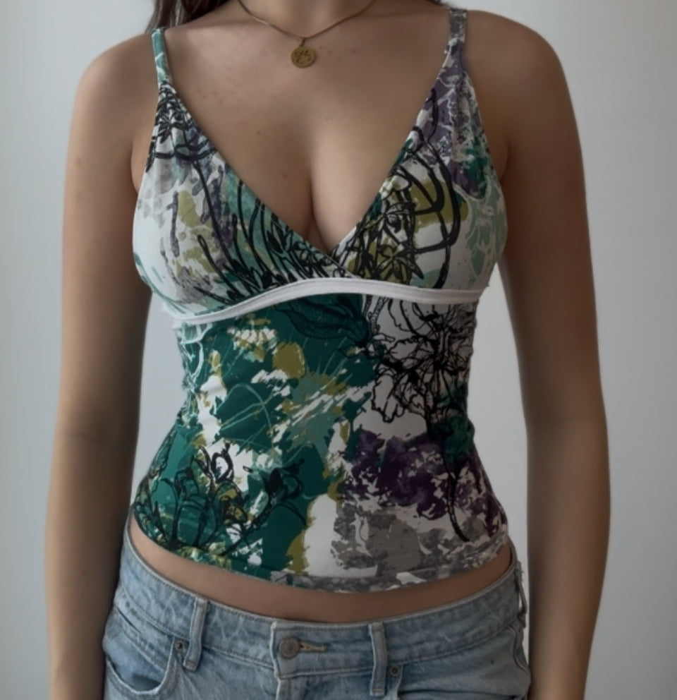 Cool Colored Top with White Waistband