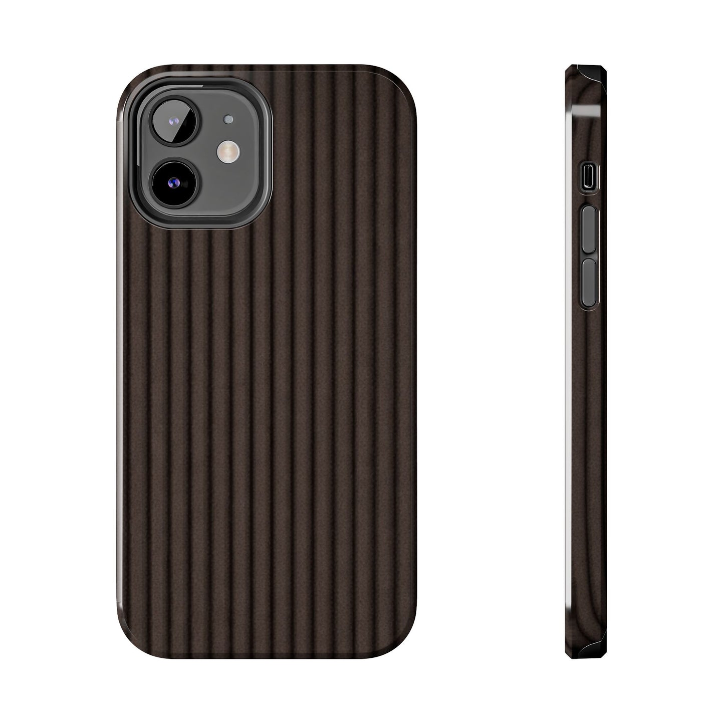 Ribbed Dark Brown Tough Phone Case – Slim Protective Mobile Cover