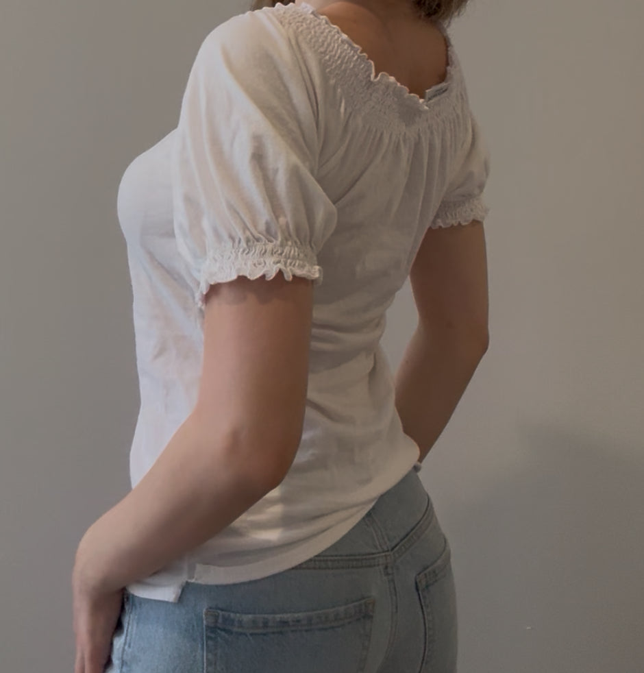 White Blouse with Floral Embroidery