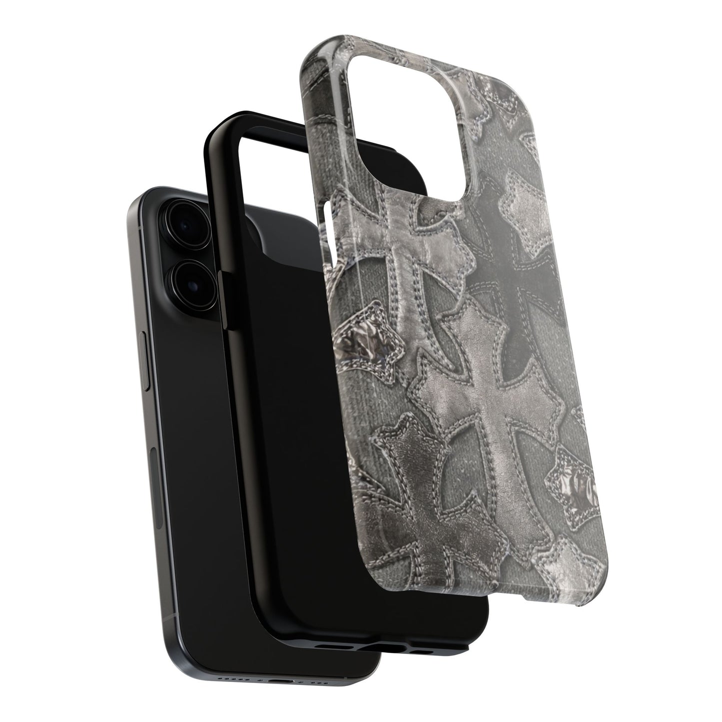 Grey Patchwork Crosses - Protective Phone Case