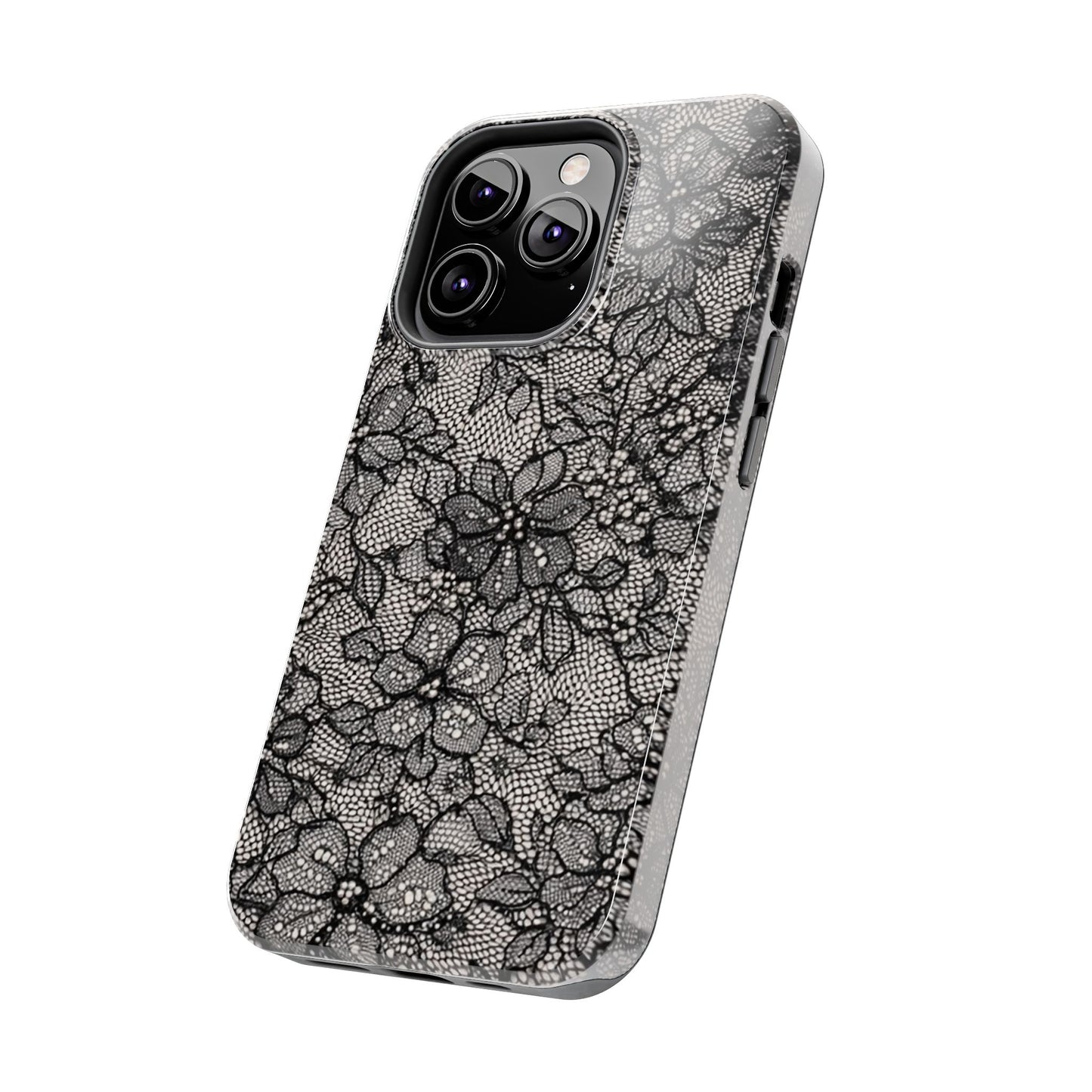 Black Floral Lace - Protective Phone Case