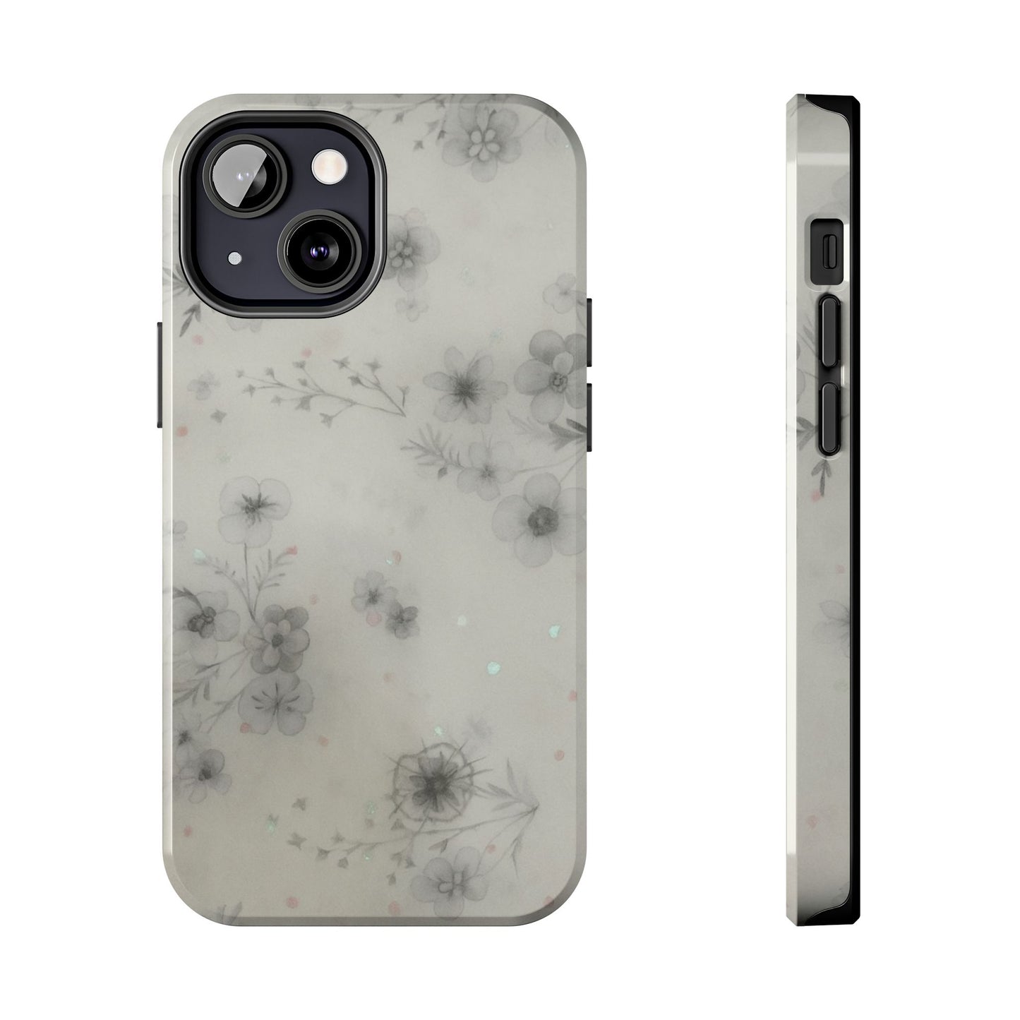 Misty Gray Floral - Protective Phone Case