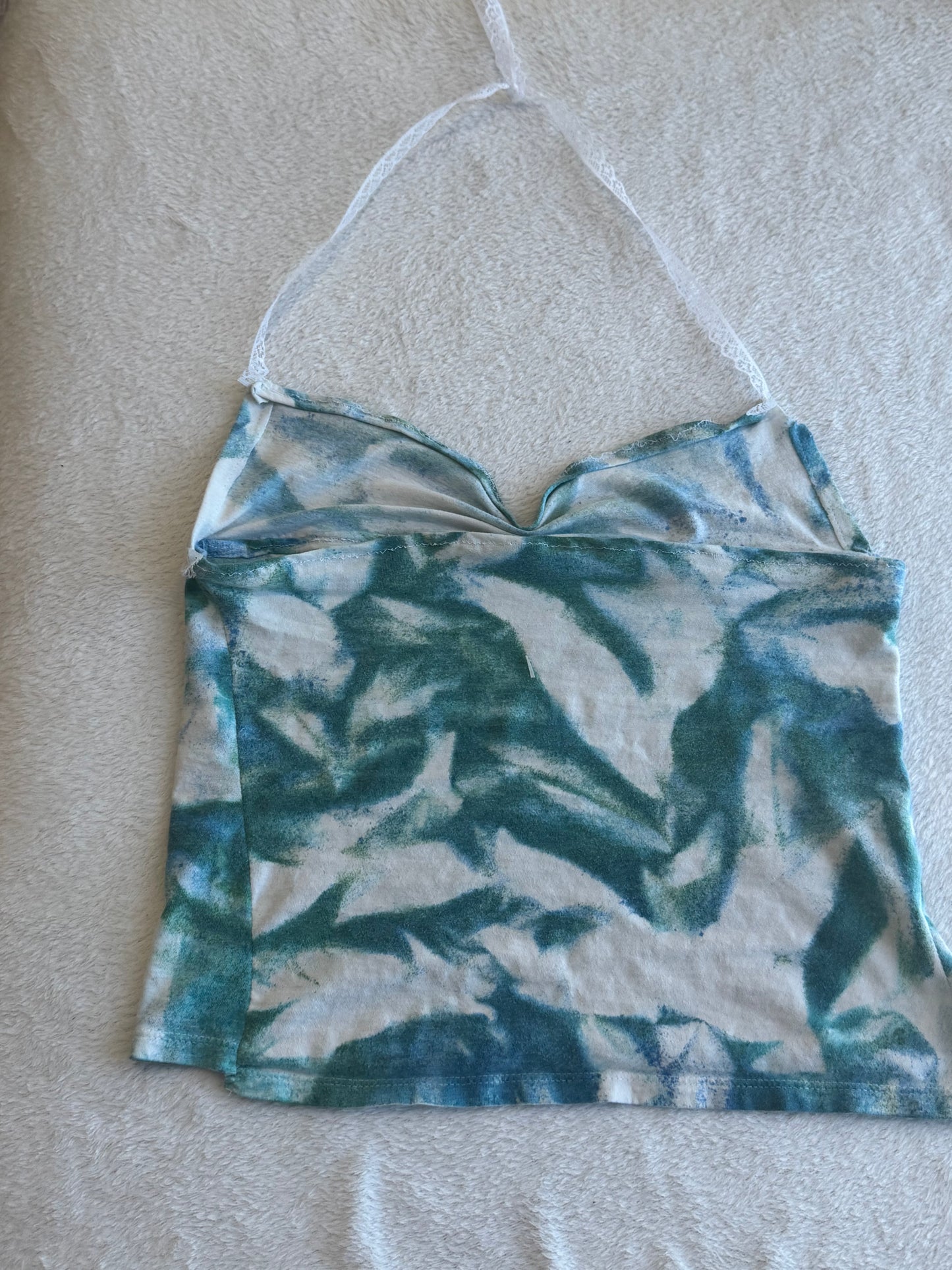 Tie Dye Halter Top with Lace Straps