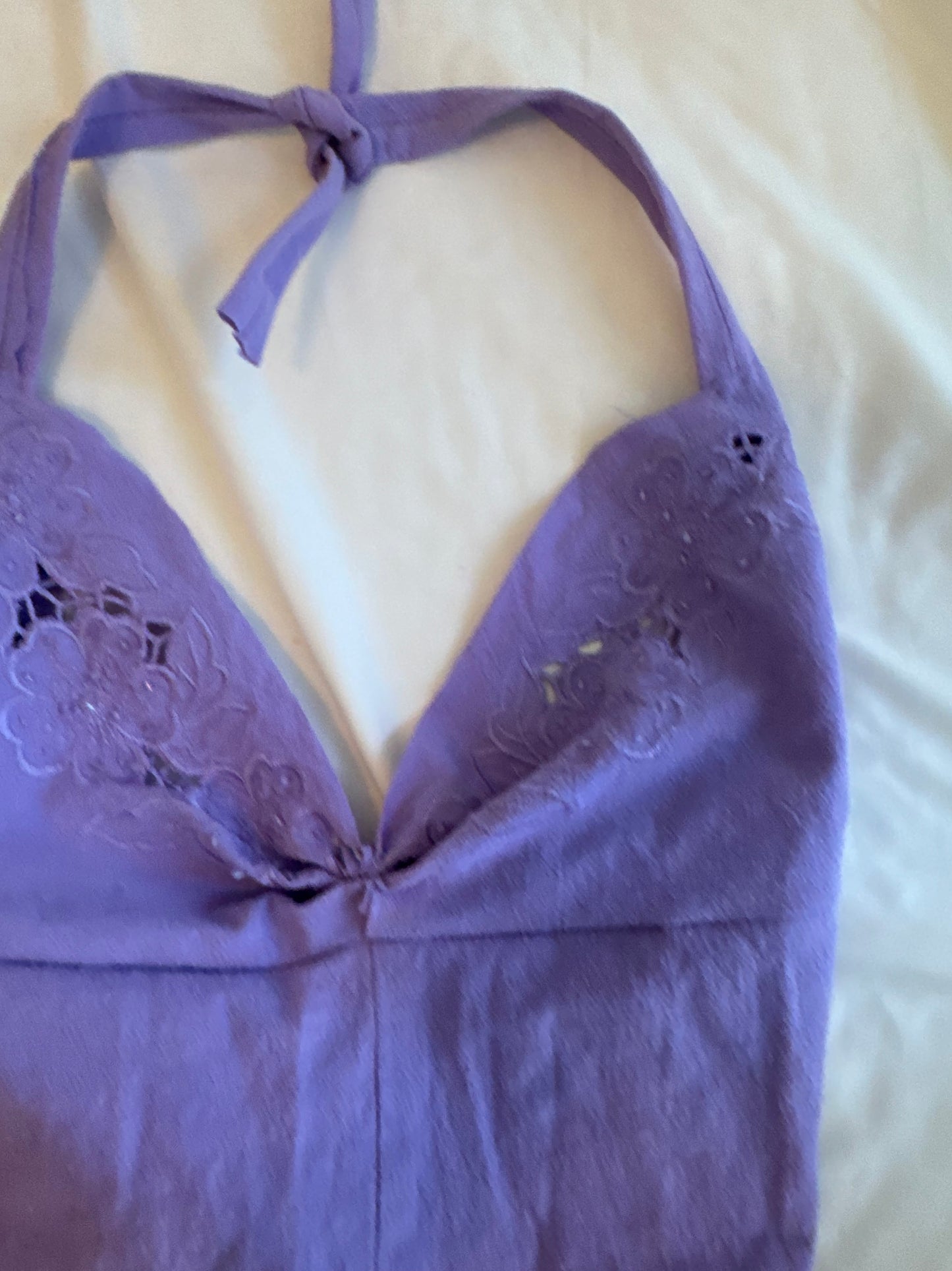 Purple Halter Top with Embroidery and Sequins