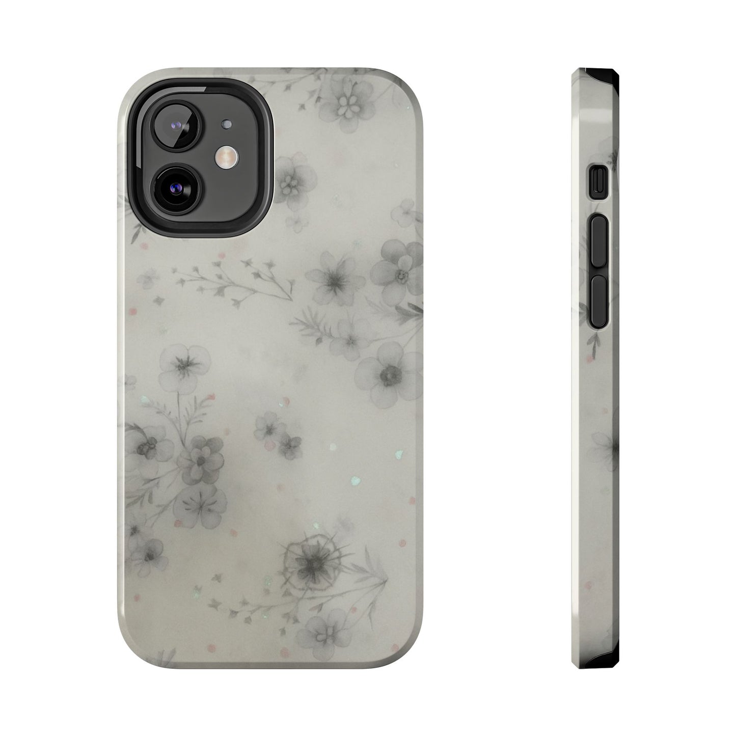 Misty Gray Floral - Protective Phone Case