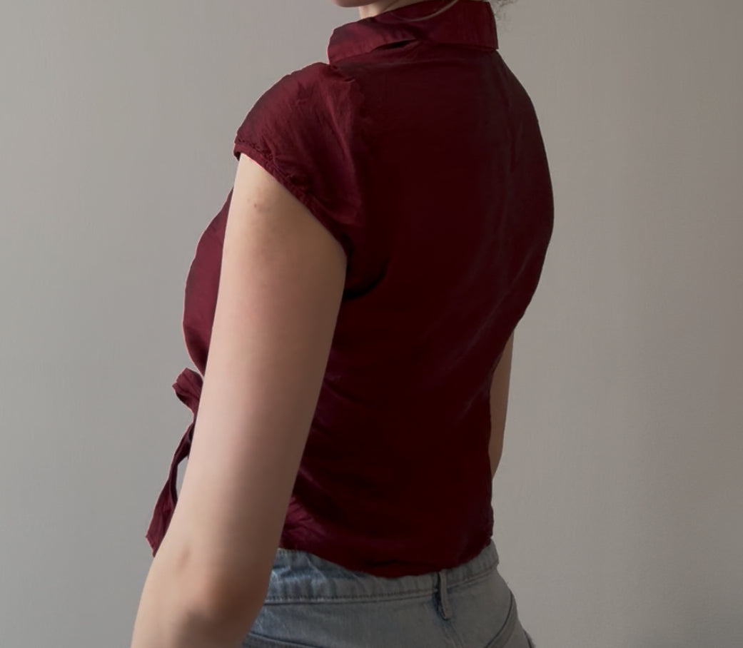 Dark Red Top with Side Tie