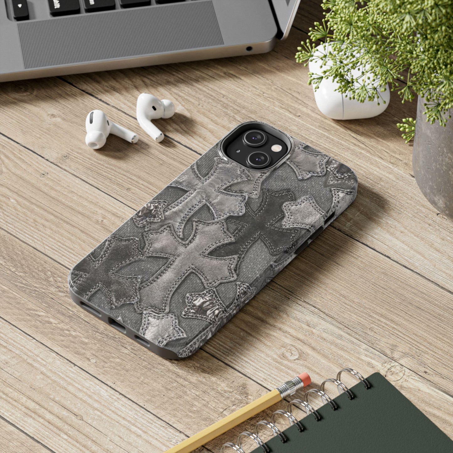 Grey Patchwork Crosses - Protective Phone Case