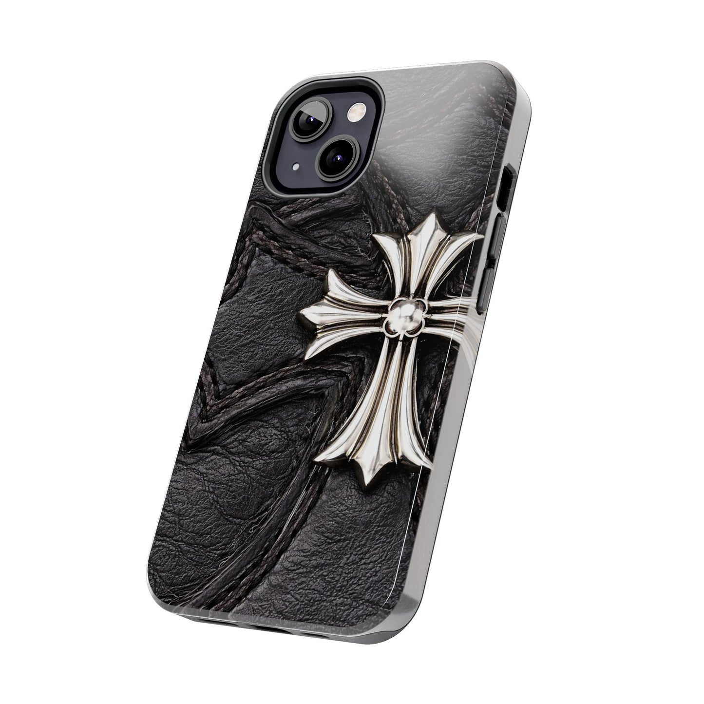 Black Leather Cross - Protective Phone Case
