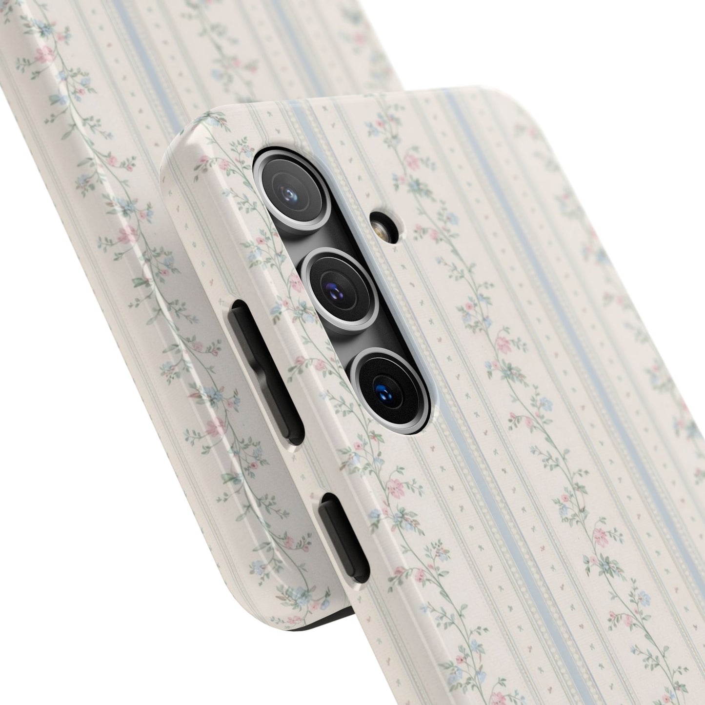 Vintage Floral Stripes - Protective Phone Case