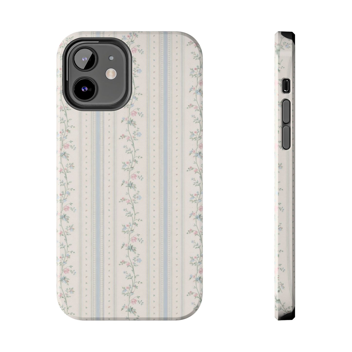 Vintage Floral Stripes - Protective Phone Case