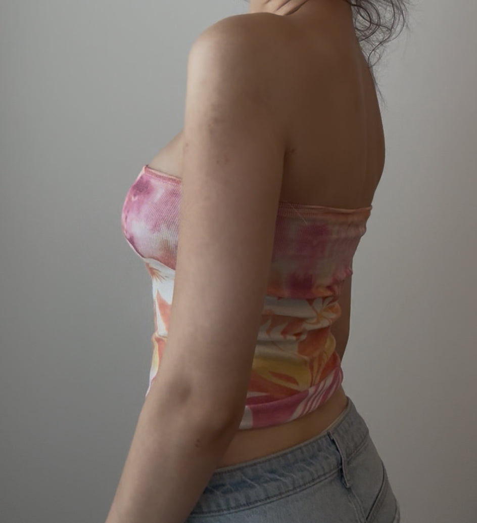 Y2K Warm Color Floral Tube Top