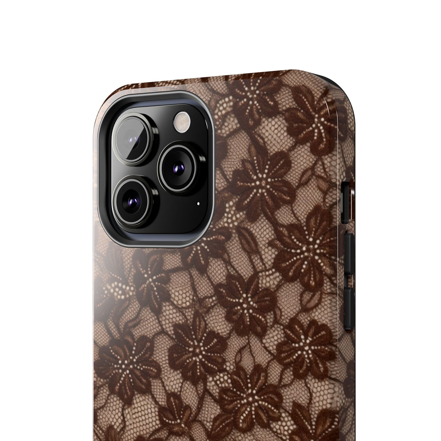 Brown Floral Lace - Protective Phone Case